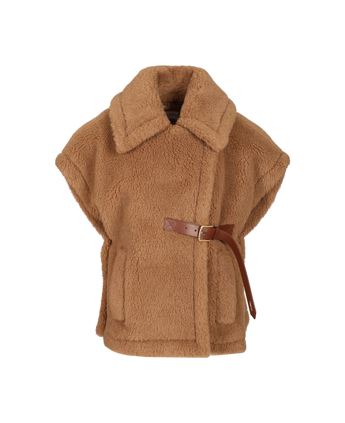 Max Mara Teddy Fabric Cape - BROWN