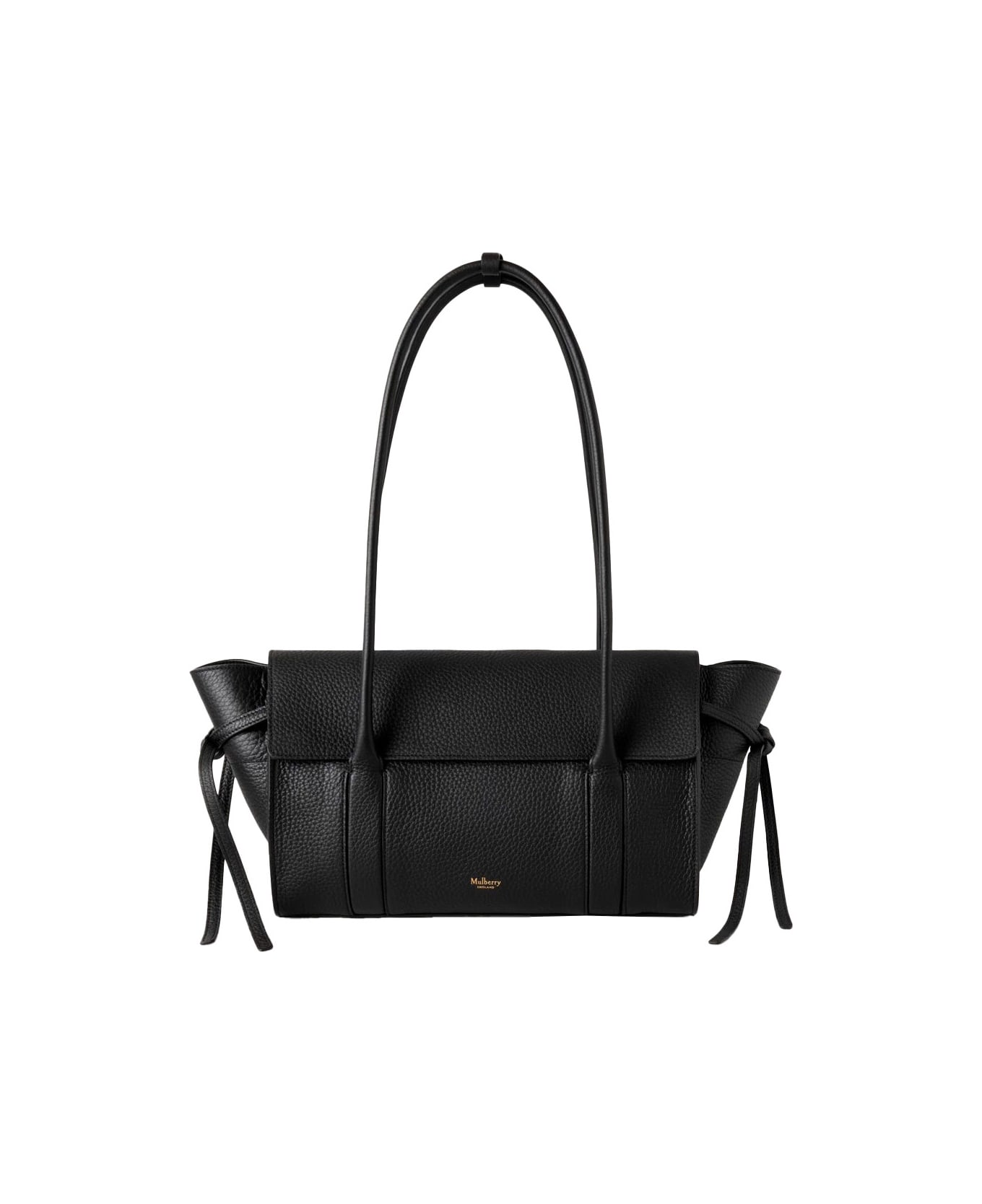 Mulberry 
small Bayswater
 Black Shoulder Bag With Laminated Logo In Leather Woman - Black