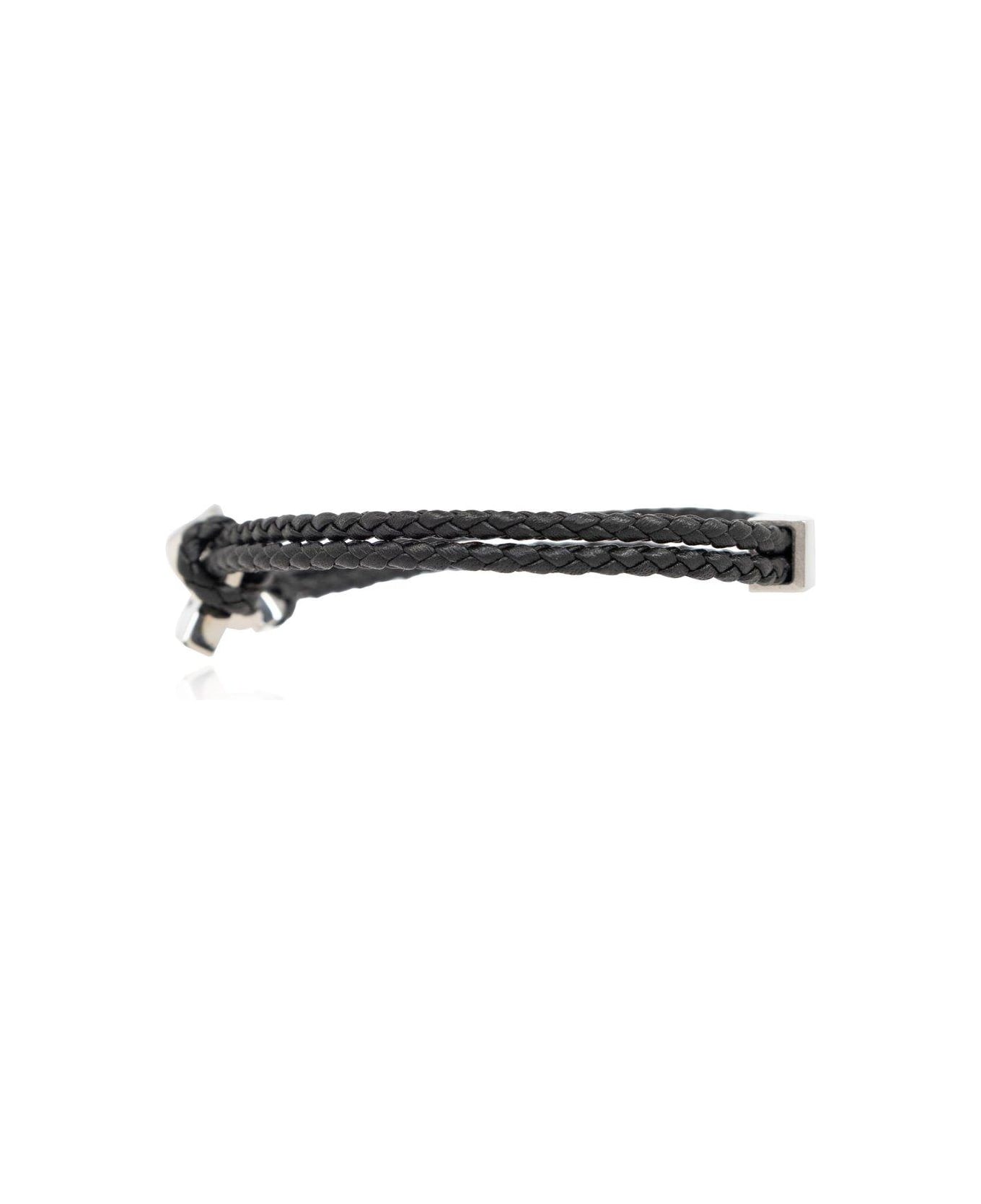 Ferragamo Logo Engraved Intertwined Gancini Bracelet - BLACK