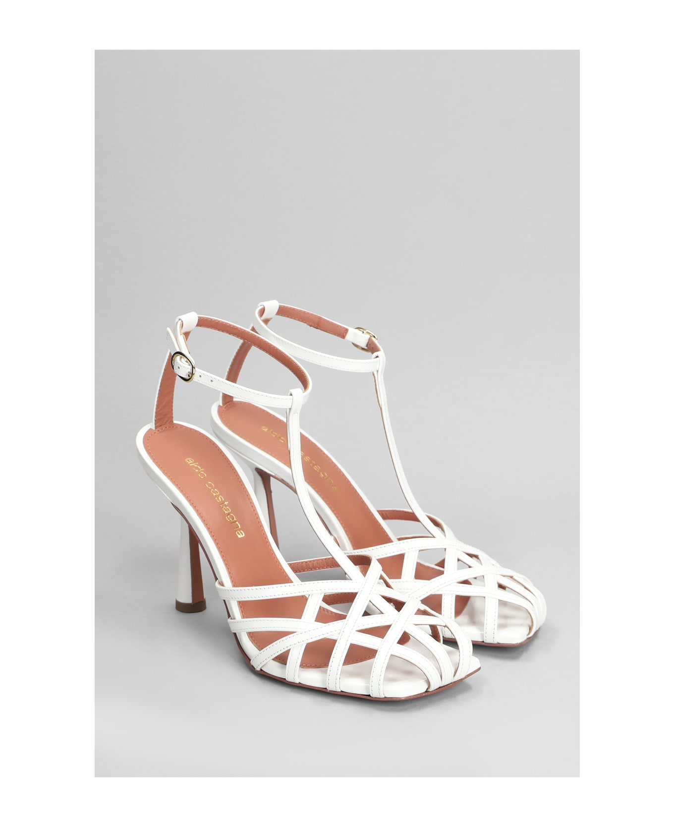 Aldo Castagna Lidia Sandals In White Patent Leather - white