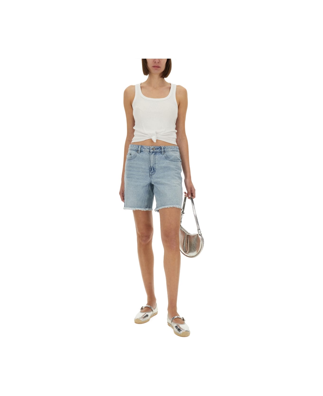 Michael Kors Knit Tank Top With Front Lacing - WHITE