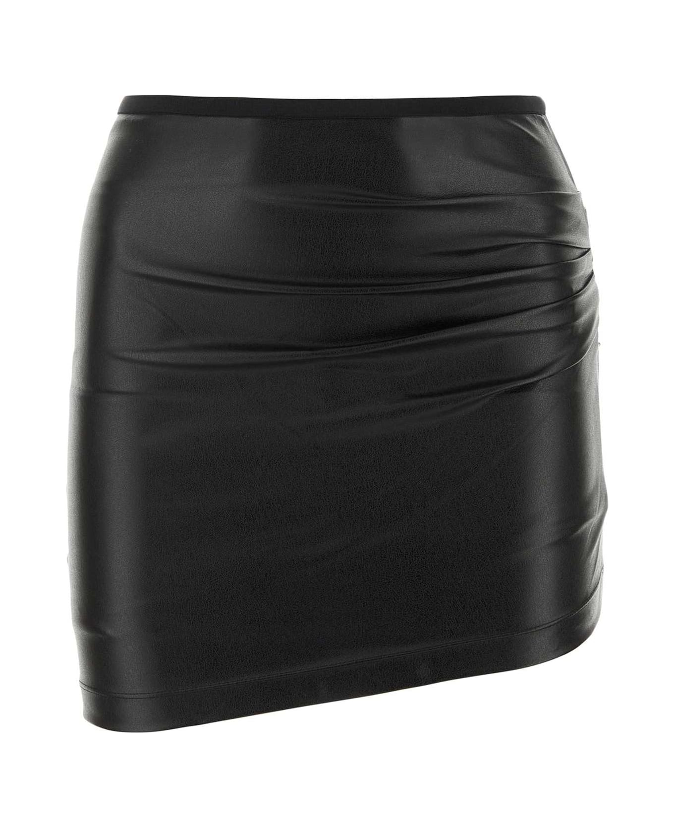 Helmut Lang Black Synthetic Leather Mini Skirt - Black