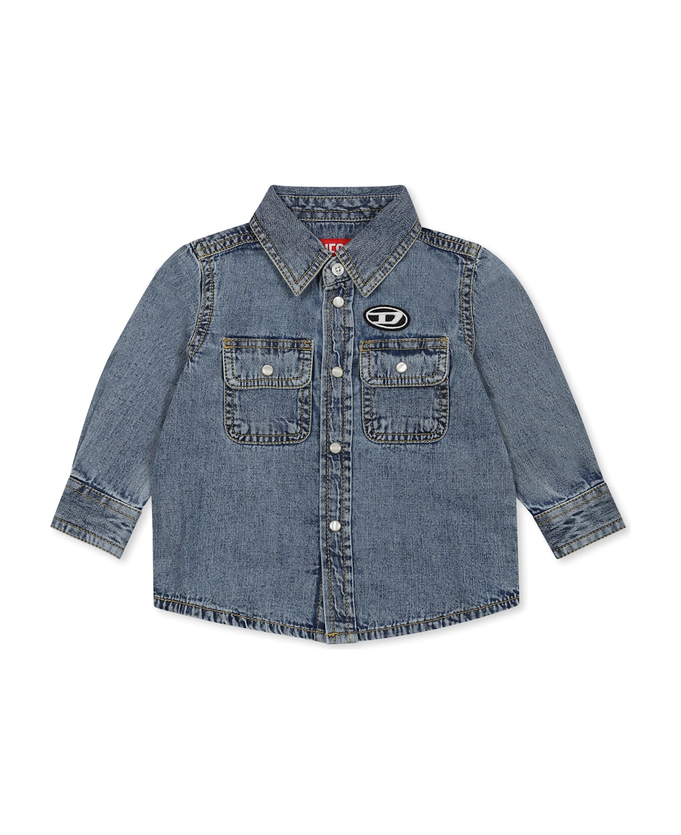 Diesel Denim Shirt For Baby Boy With Logo - Denim