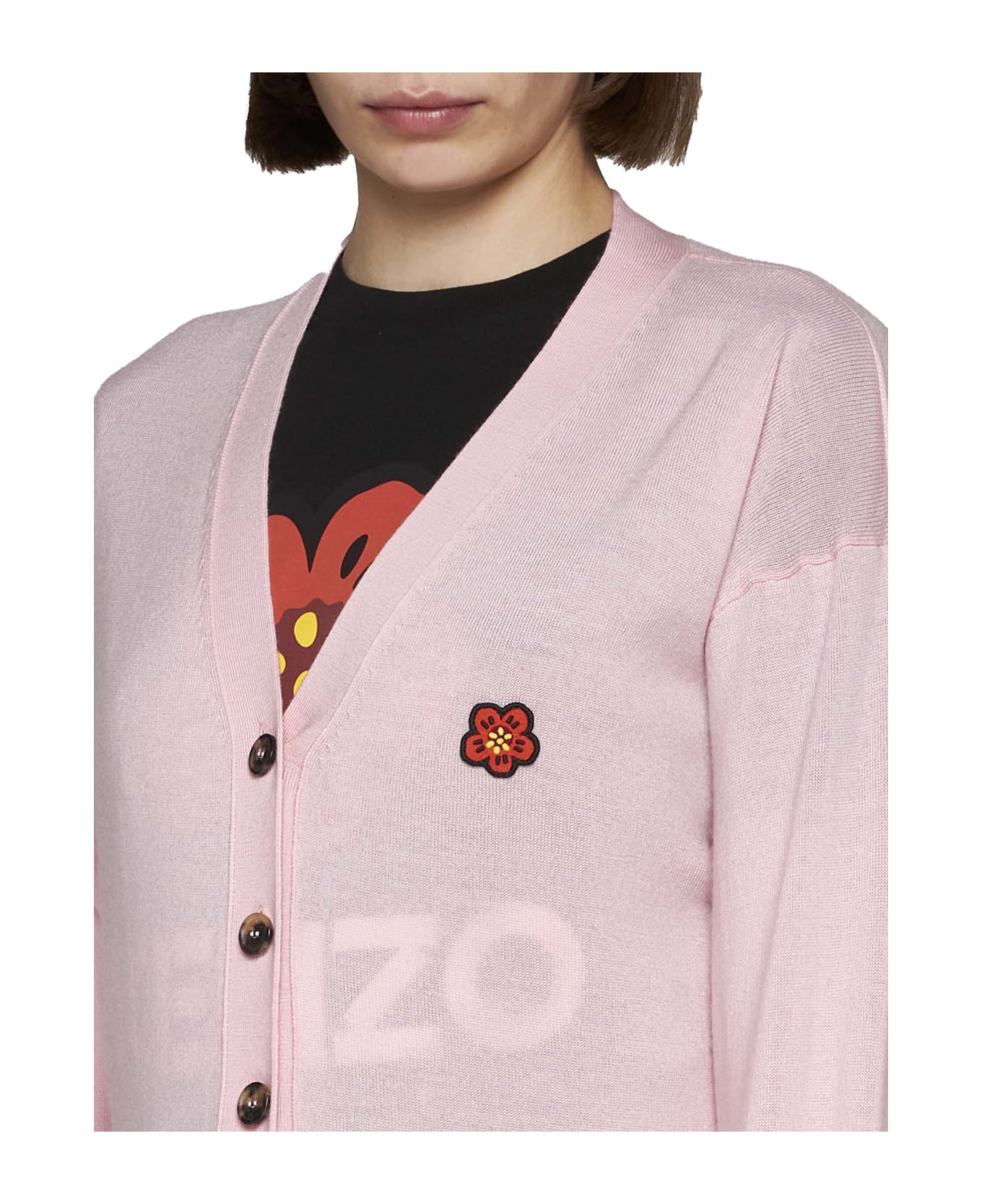 Kenzo Cardigan 'crest Logo' - Faded pink カーディガン