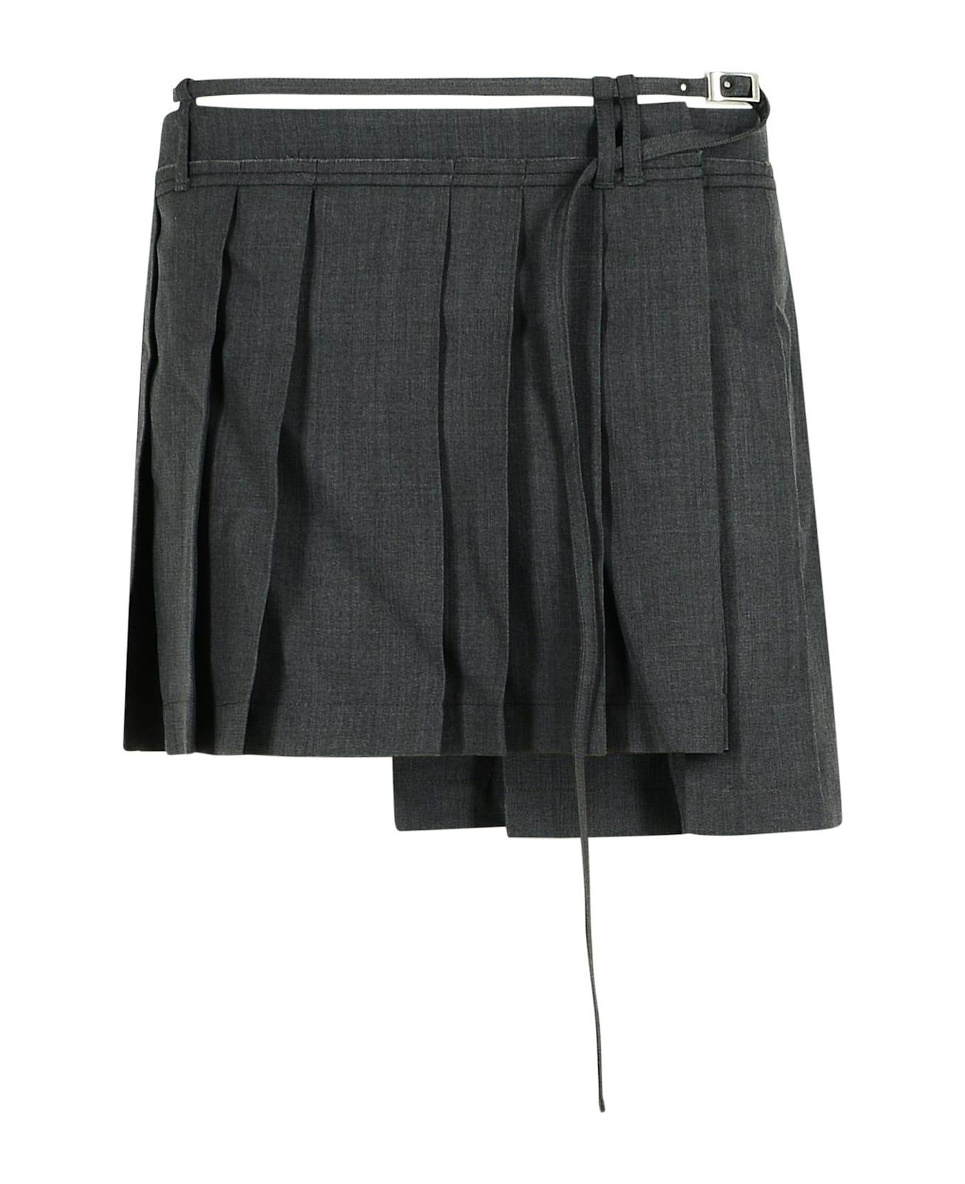 Acne Studios Dark Grey Wool Blend Pleated Skirt - Grey