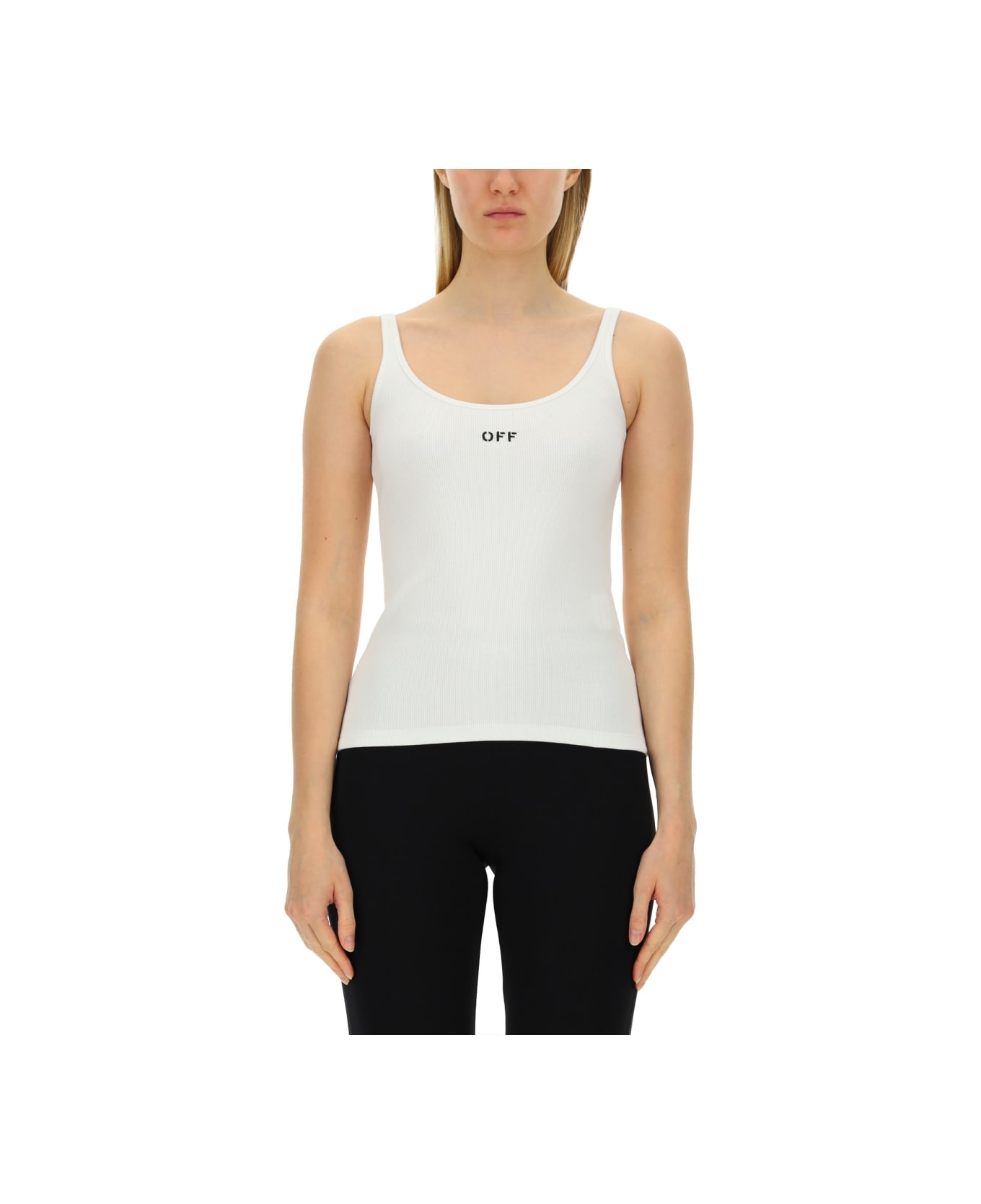 Off-White Tank Top With Logo - WHITE BLACK