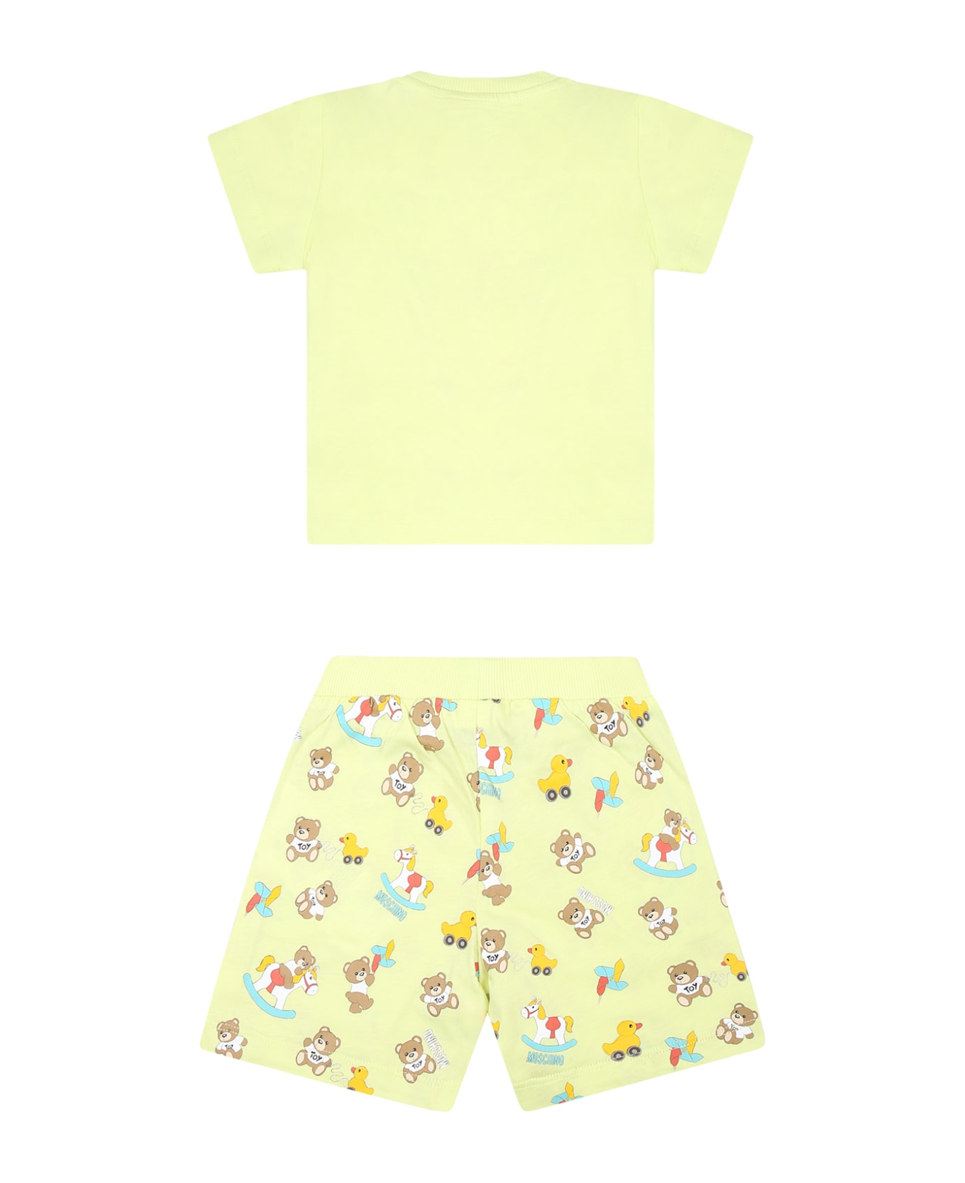 Moschino Yellow Suit For Baby Boy With Teddy Bear And Pinwheel - Yellow ボトムス