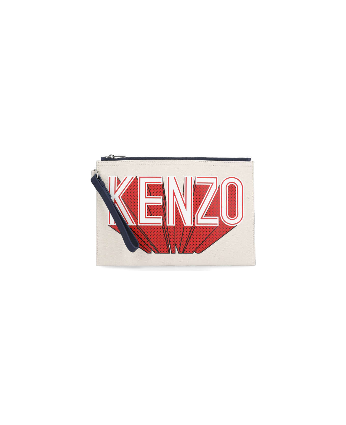 Kenzo Clutch Bag With Logo - Beige