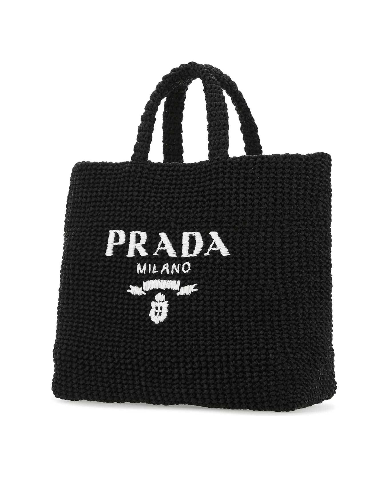 Prada Black Raffia Shopping Bag - F0002