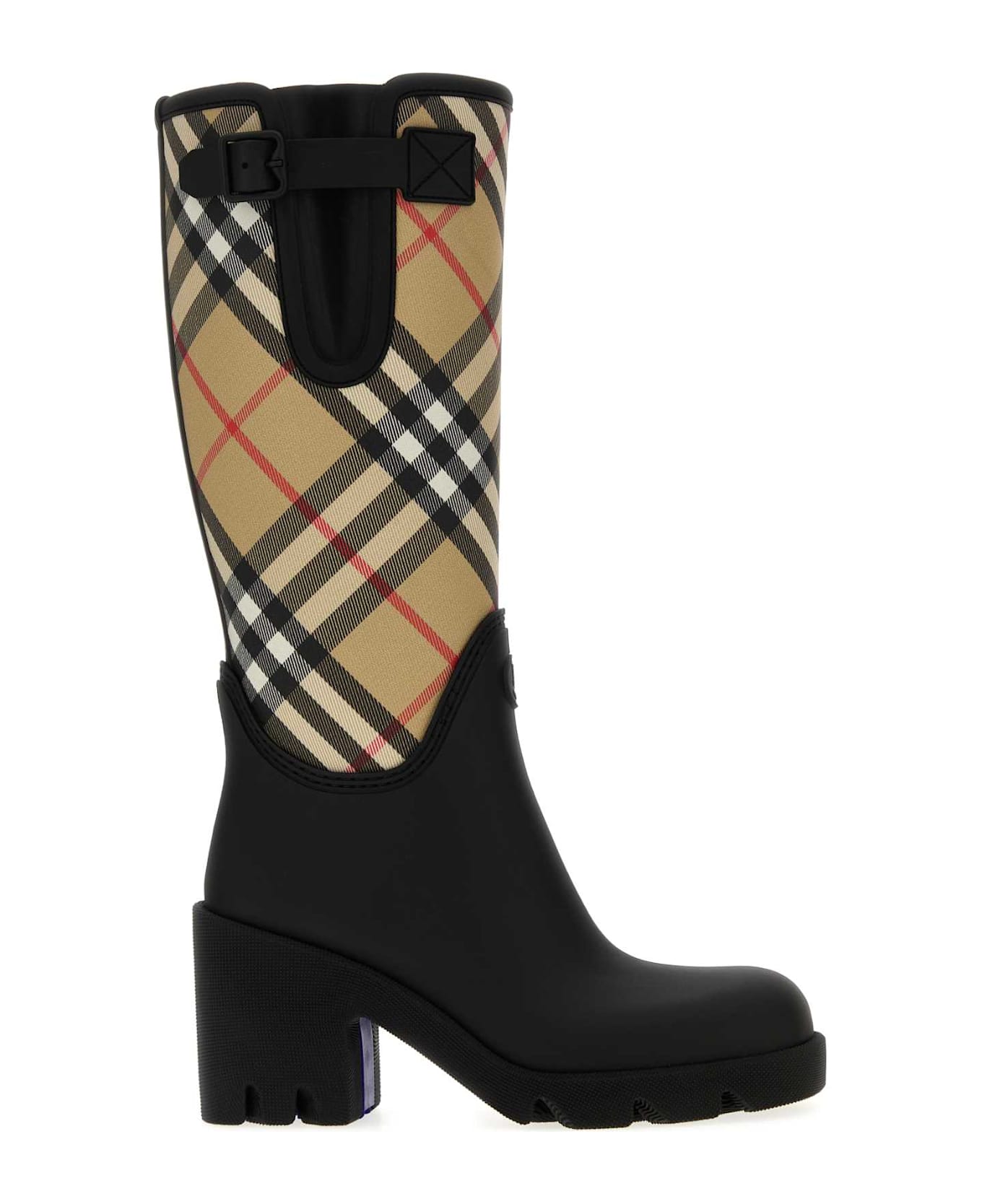 Burberry Embroidered Canvas And Rubber Boots - BLACK