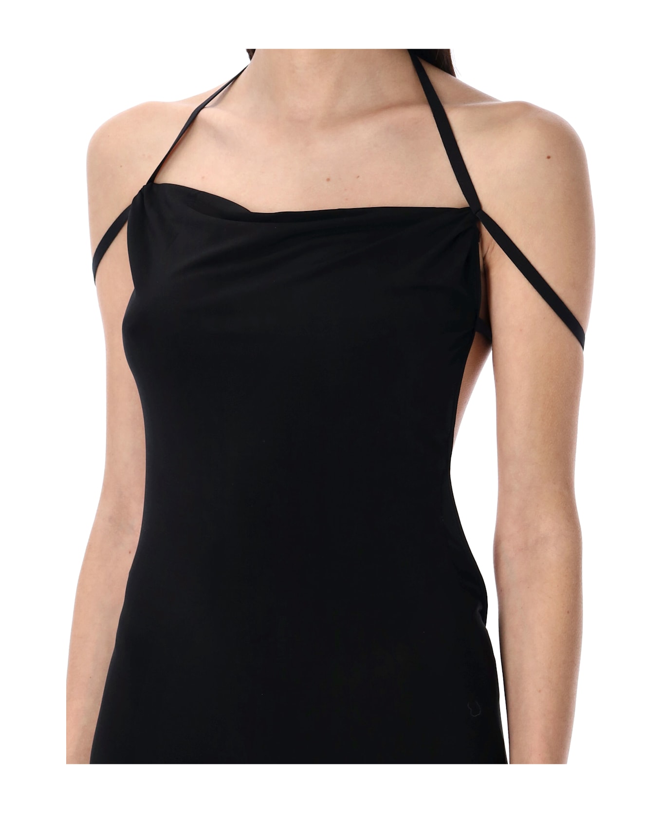 Marine Serre Draped Jersey Open Back Dress - BLACK