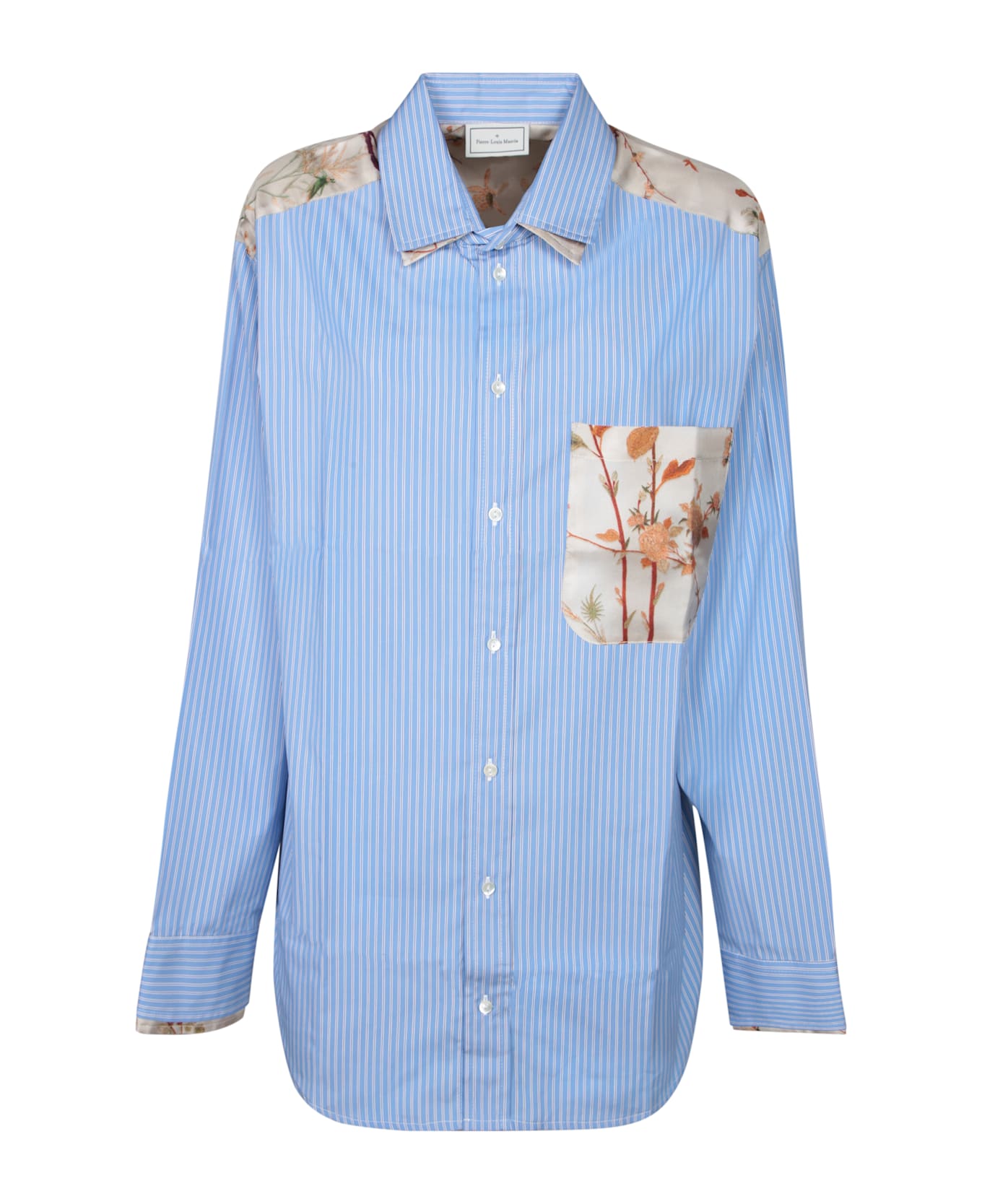Pierre-Louis Mascia Light Blue Striped And Floral Shirt - Blue
