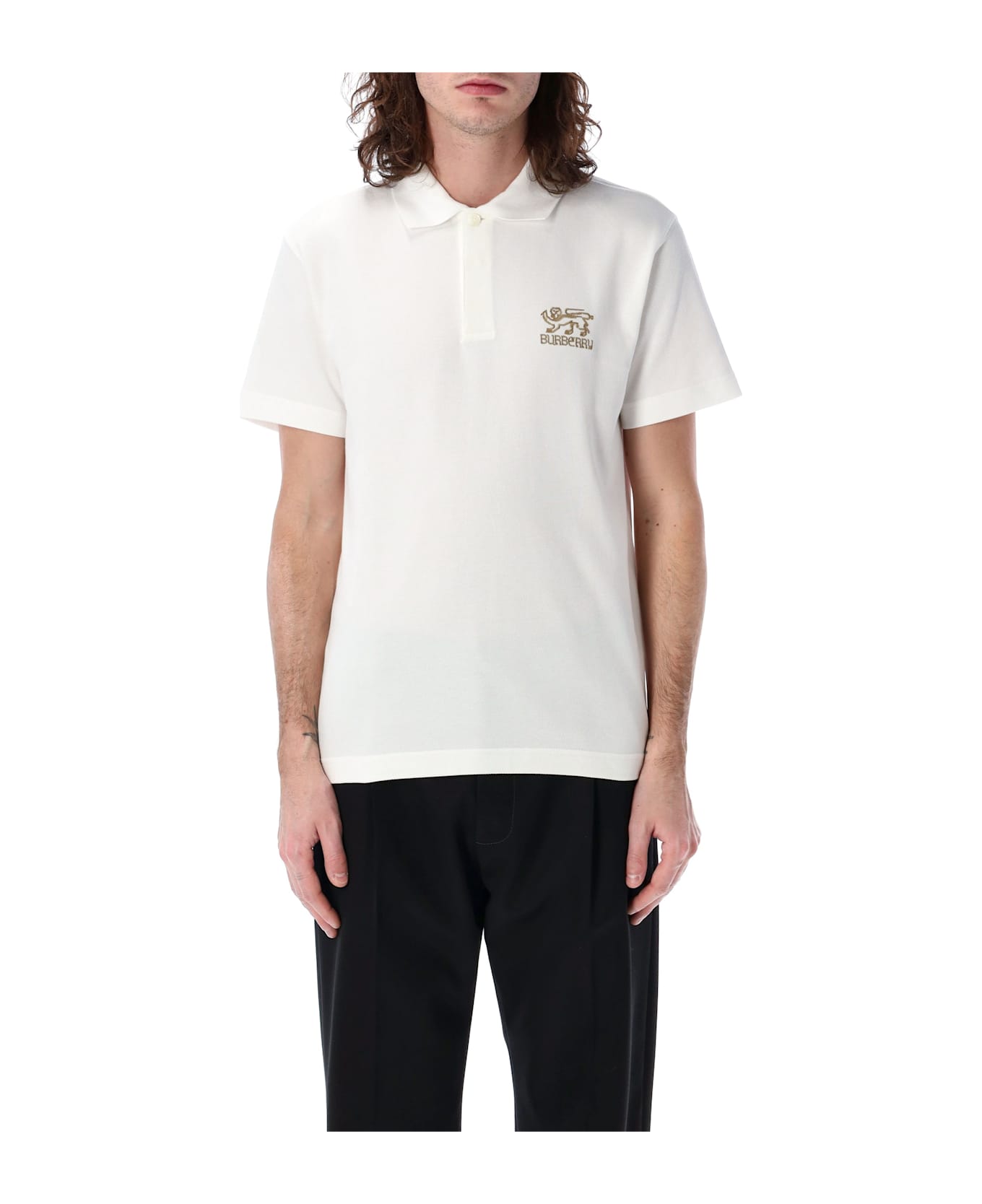 Burberry London Cotton Polo Shirt - CHALK