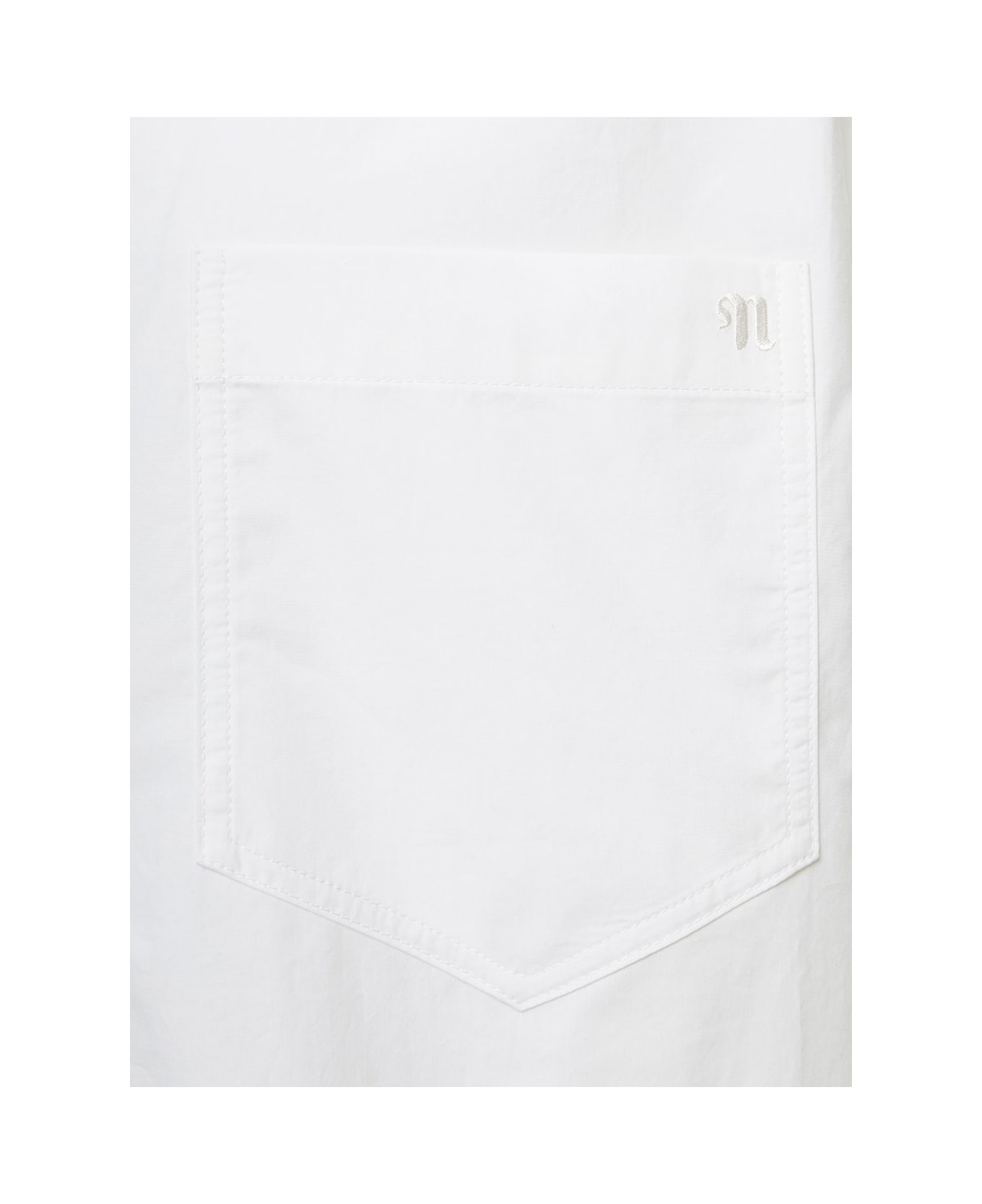Nanushka 'adam' White Short Sleeve Shirt With Tonal Letter Embroidery In Cotton Man - White