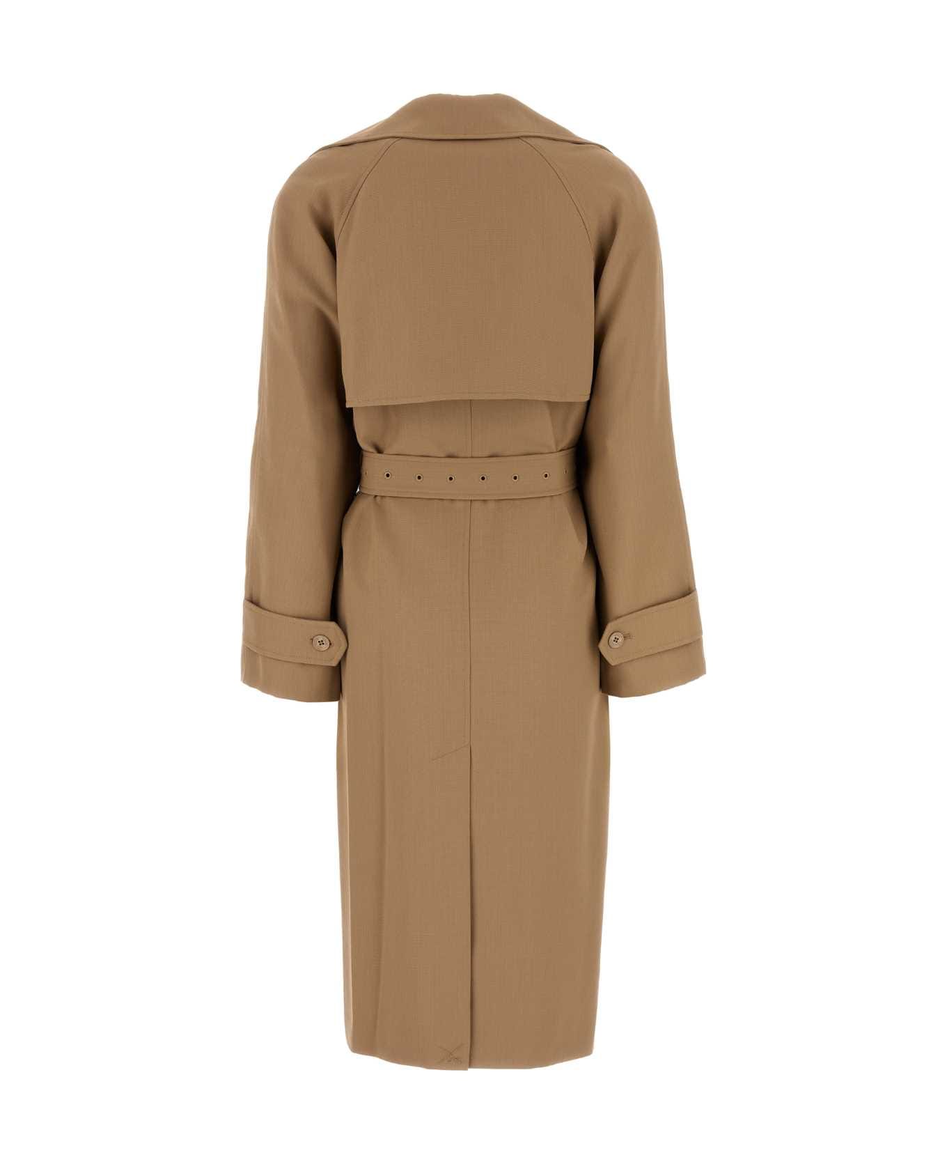 Michael Kors Camel Polyester Blend Trench Coat - CAFE