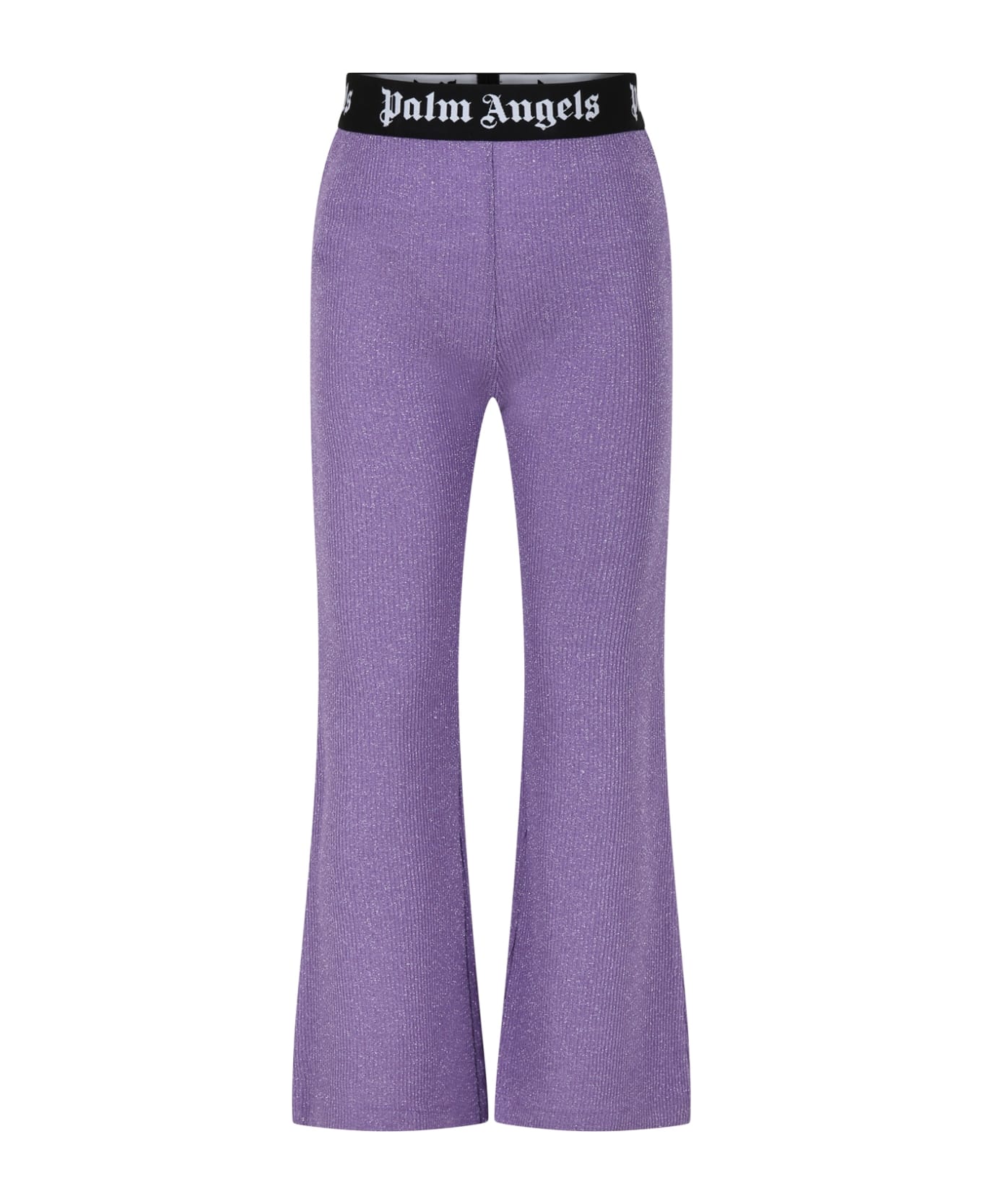 Palm Angels Purple Leggings For Girl With Logo - Violet