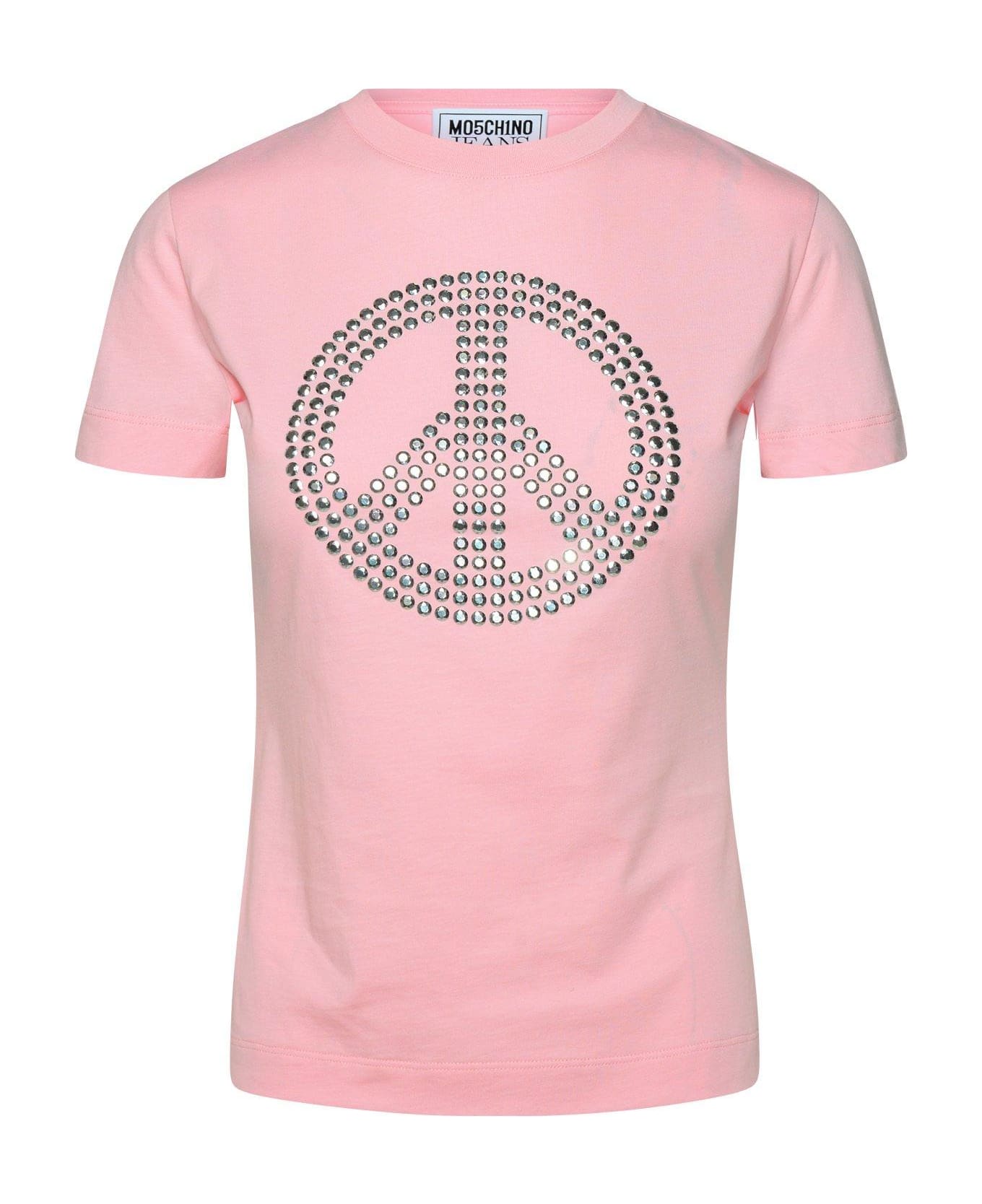 M05CH1N0 Jeans Jeans Peace Sign-motif Crewneck T-shirt - Pink