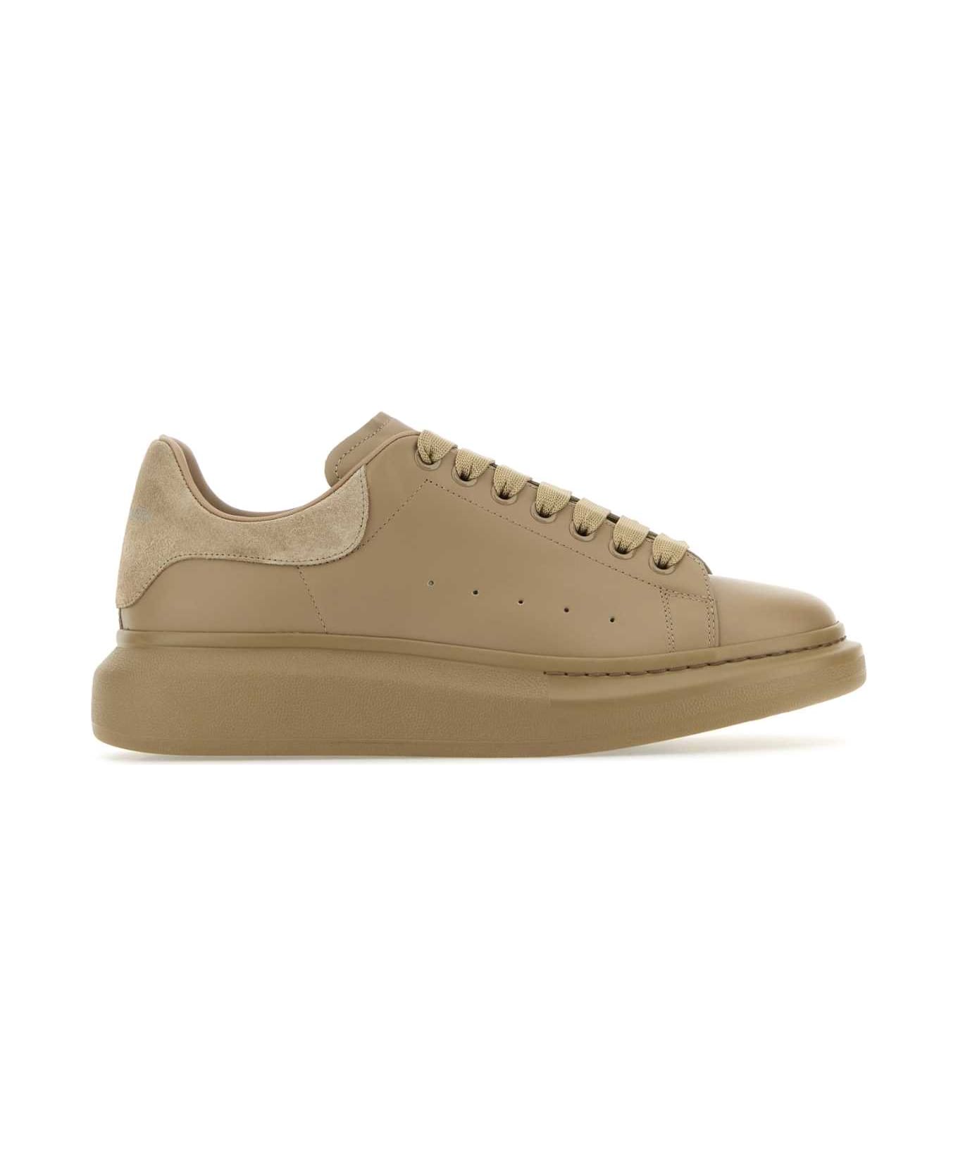 Alexander McQueen Beige Leather Sneakers With Beige Leather Heel - STONESTONE