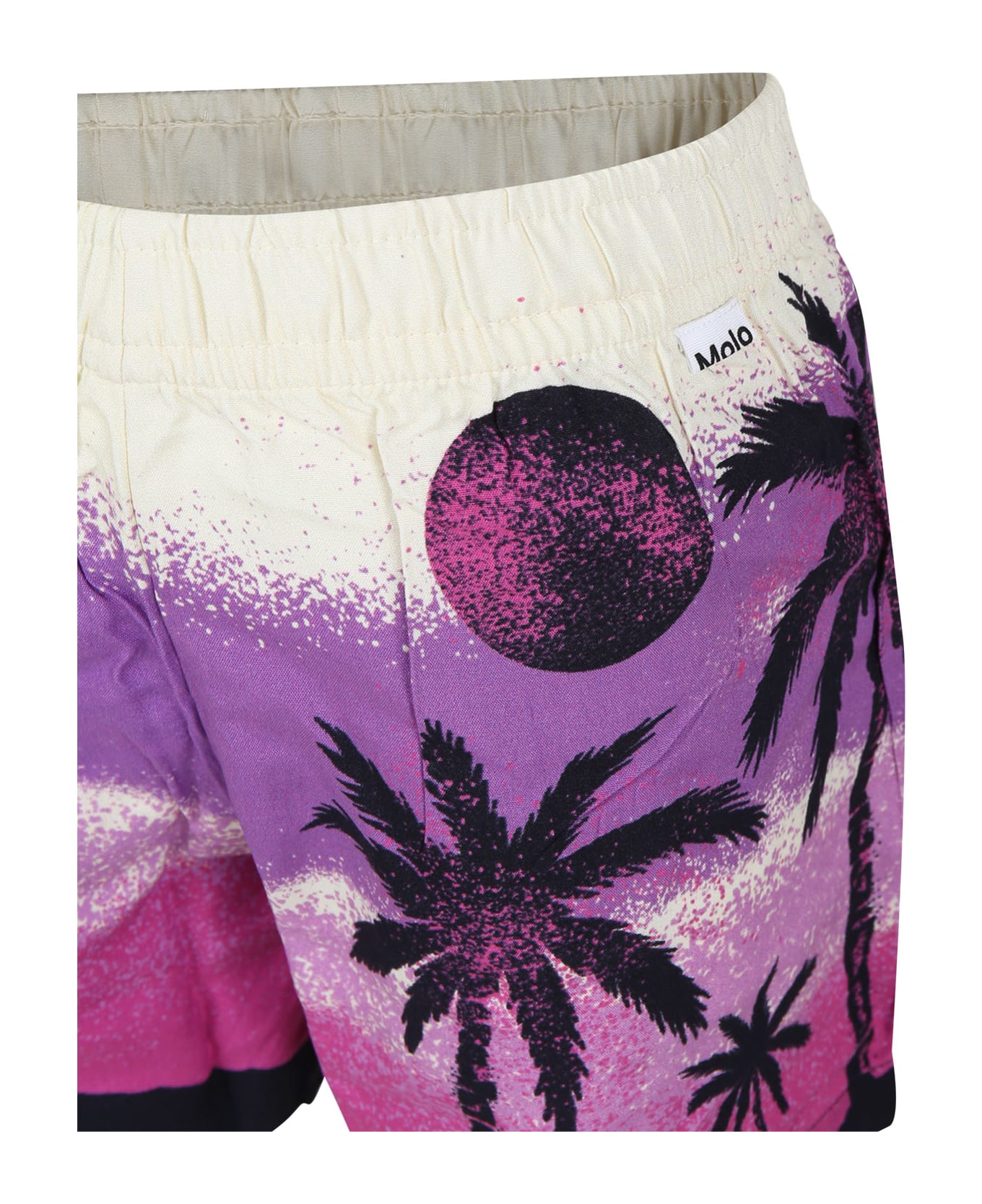 Molo Ivory Shorts For Girl With Palm Print - Multicolor ボトムス