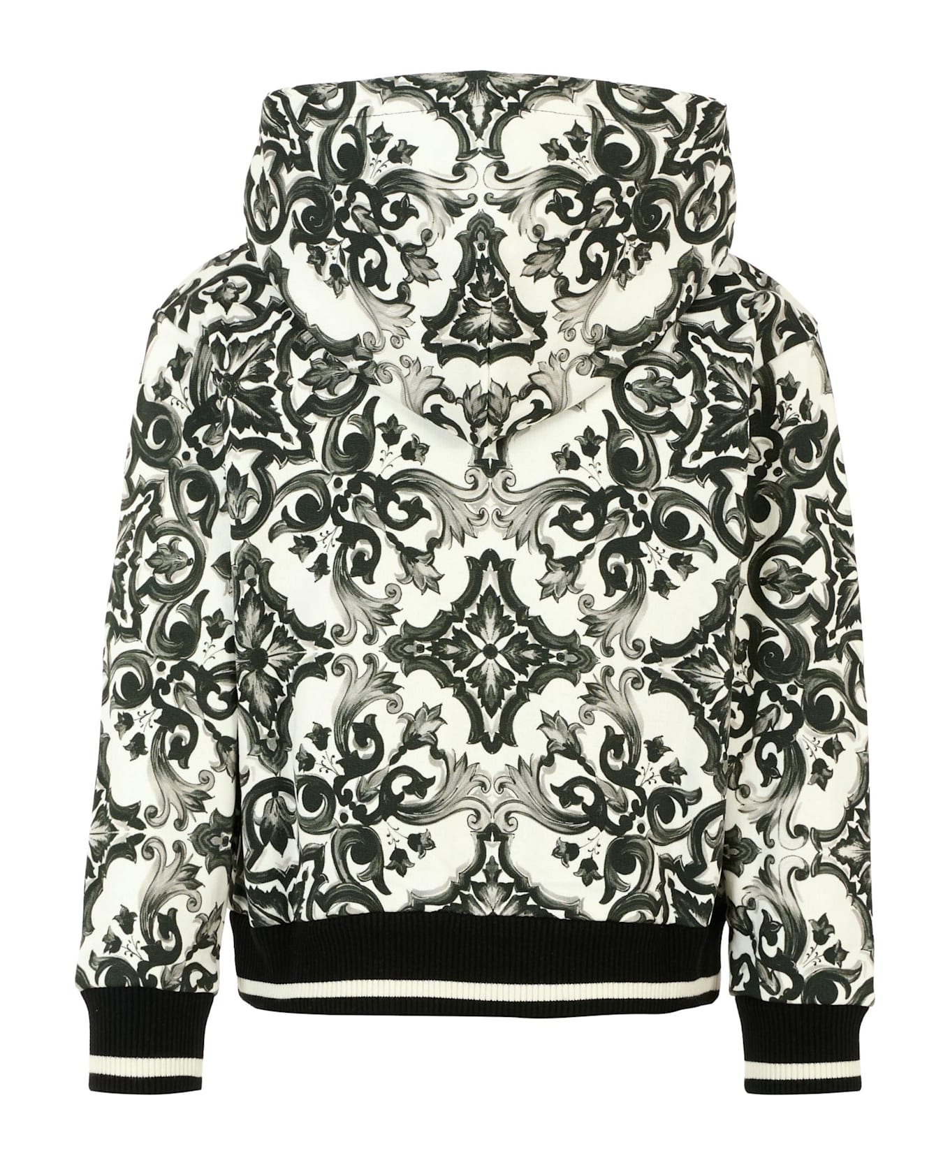 Dolce & Gabbana White Sweatshirt For Boy With Majolica Print - Black