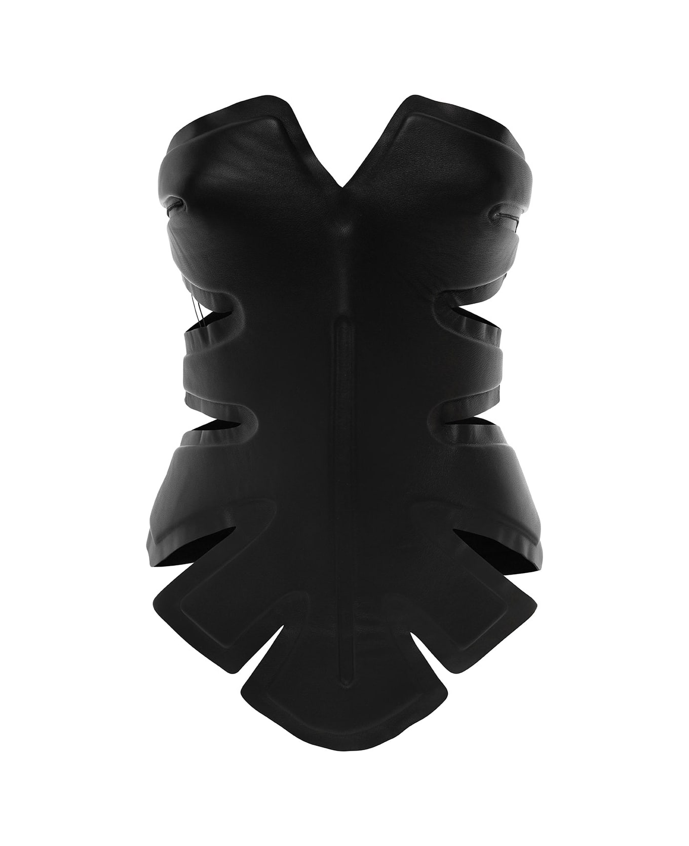 Dion Lee Black Padded Leaf Corset In Calf Leather Woman - Black
