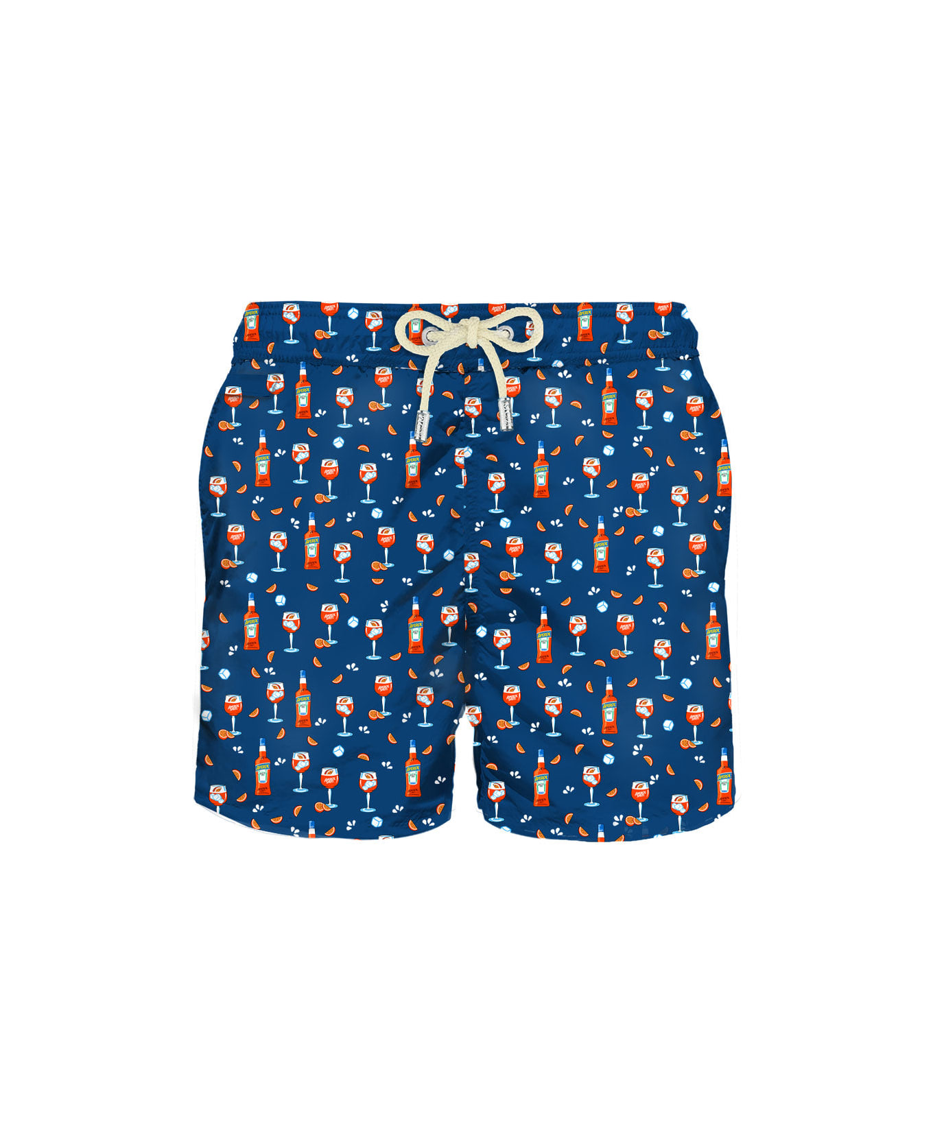 MC2 Saint Barth Man Light Fabric Swim Shorts With Spritz Print | Aperol Special Edition - BLUE