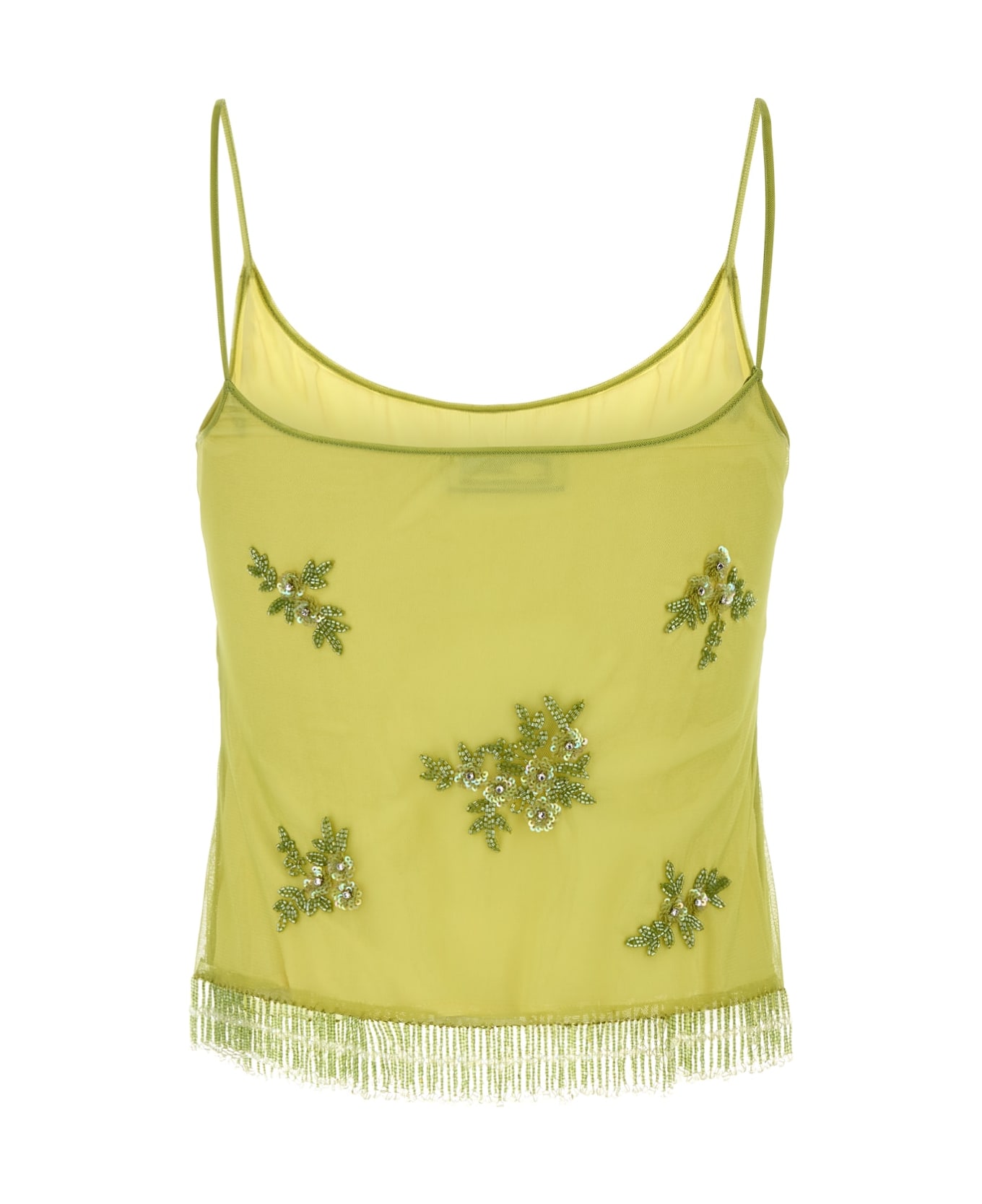 Blumarine 2c346a Tulle Embroid Top - NILEGREENSUNLIGHT