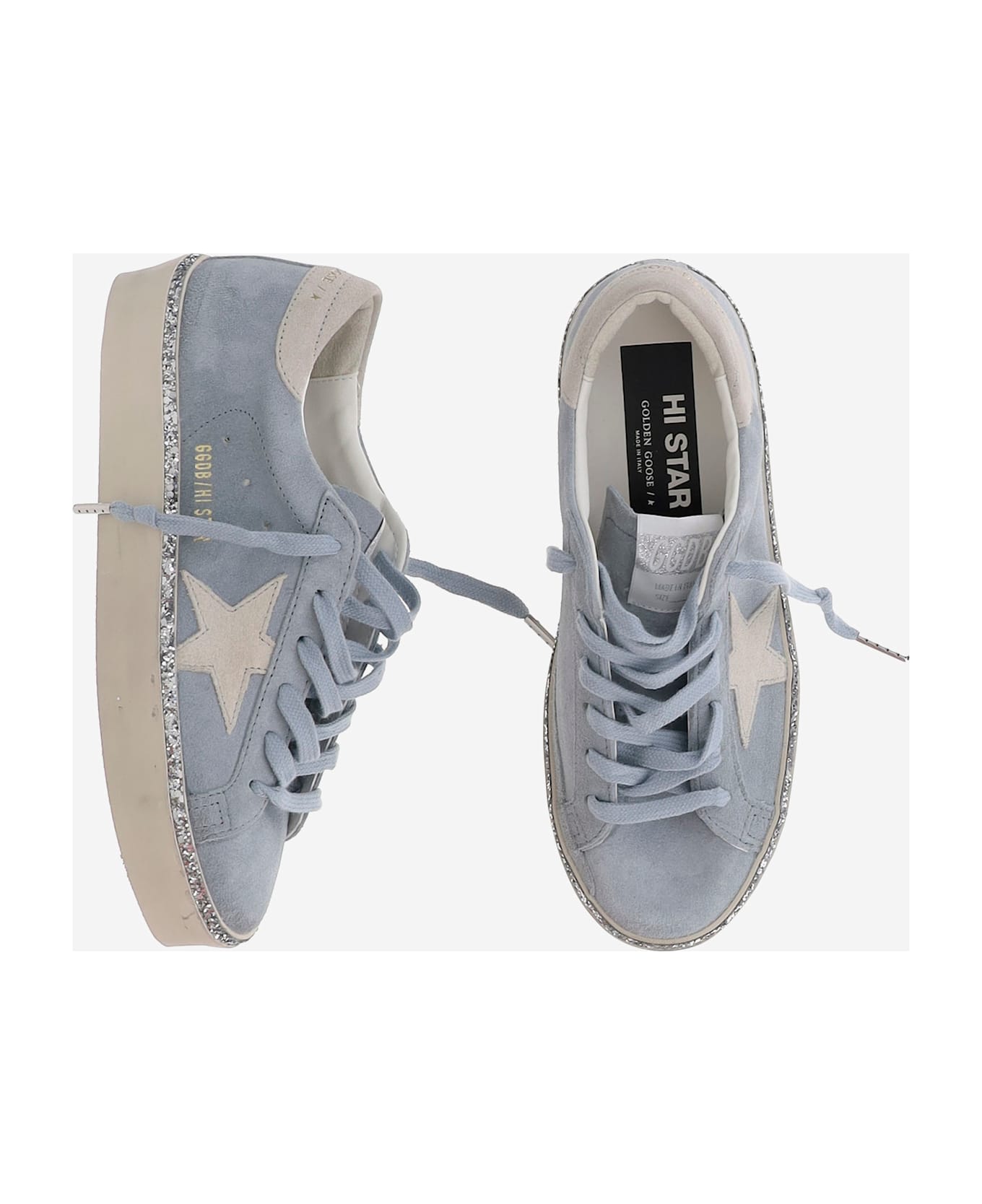 Golden Goose Hi Star Sneakers With Glitter - Clear Blue