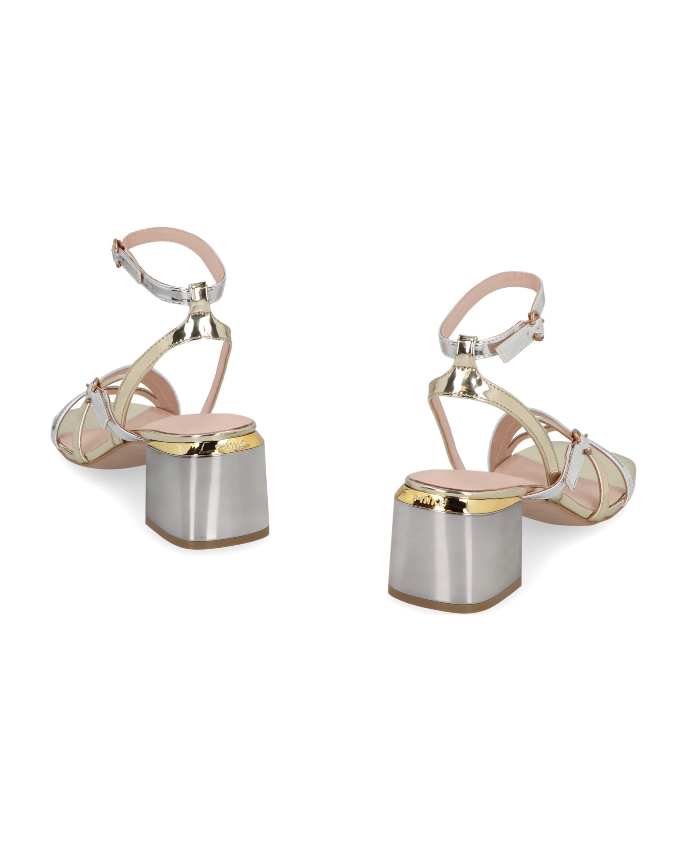 Pinko Patent Leather Sandals - silver