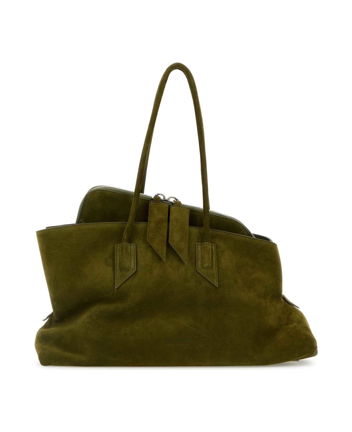 The Attico Olive Green Suede Medium La Passeggiata Shoulder Bag - Khaki