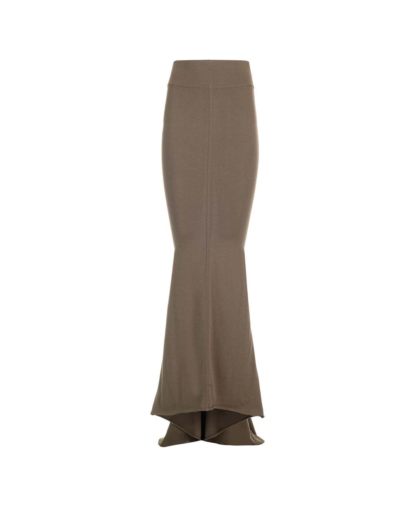 Rick Owens Taupe Knit Midi Skirt - Brown