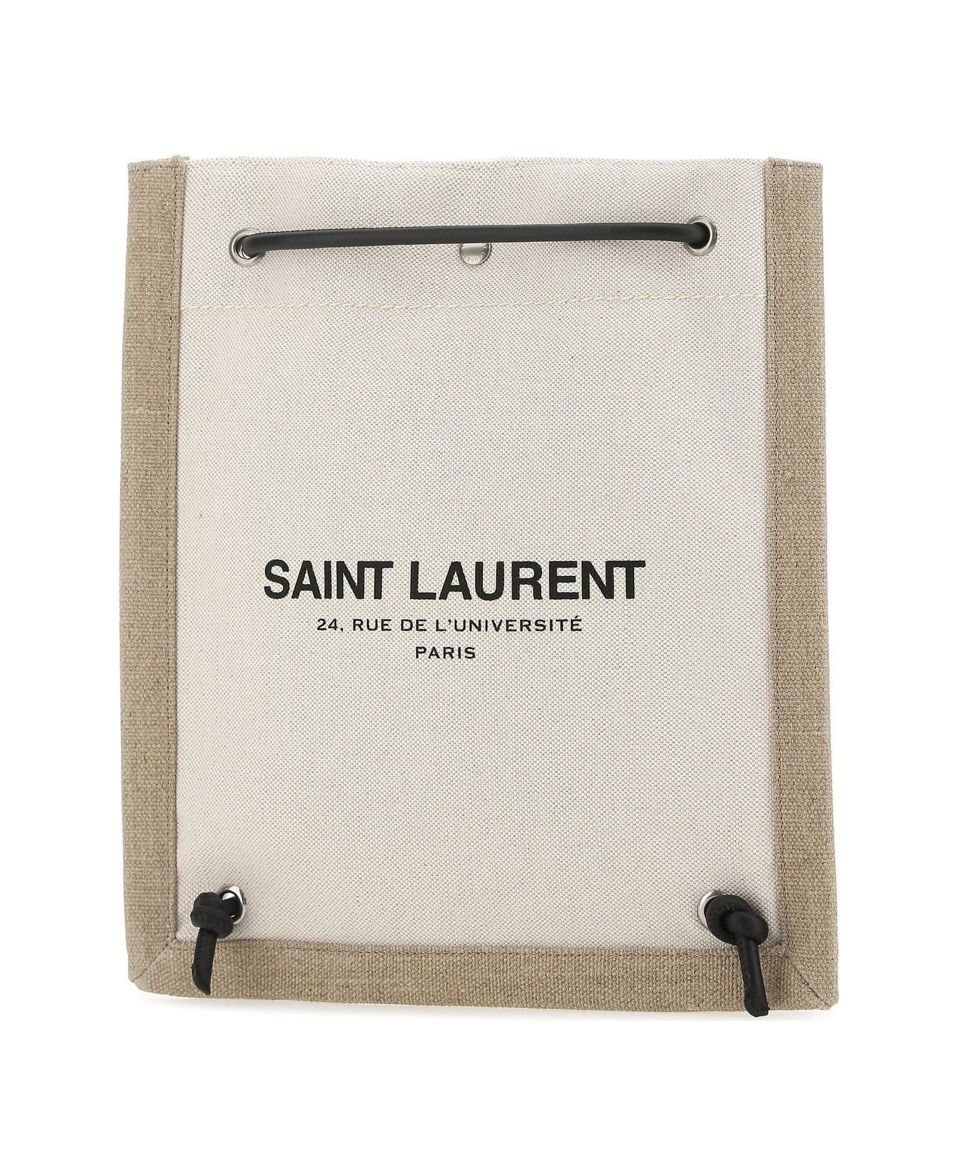 Saint Laurent Two-tone Canvas Universit Rossbody Bag - POWDER