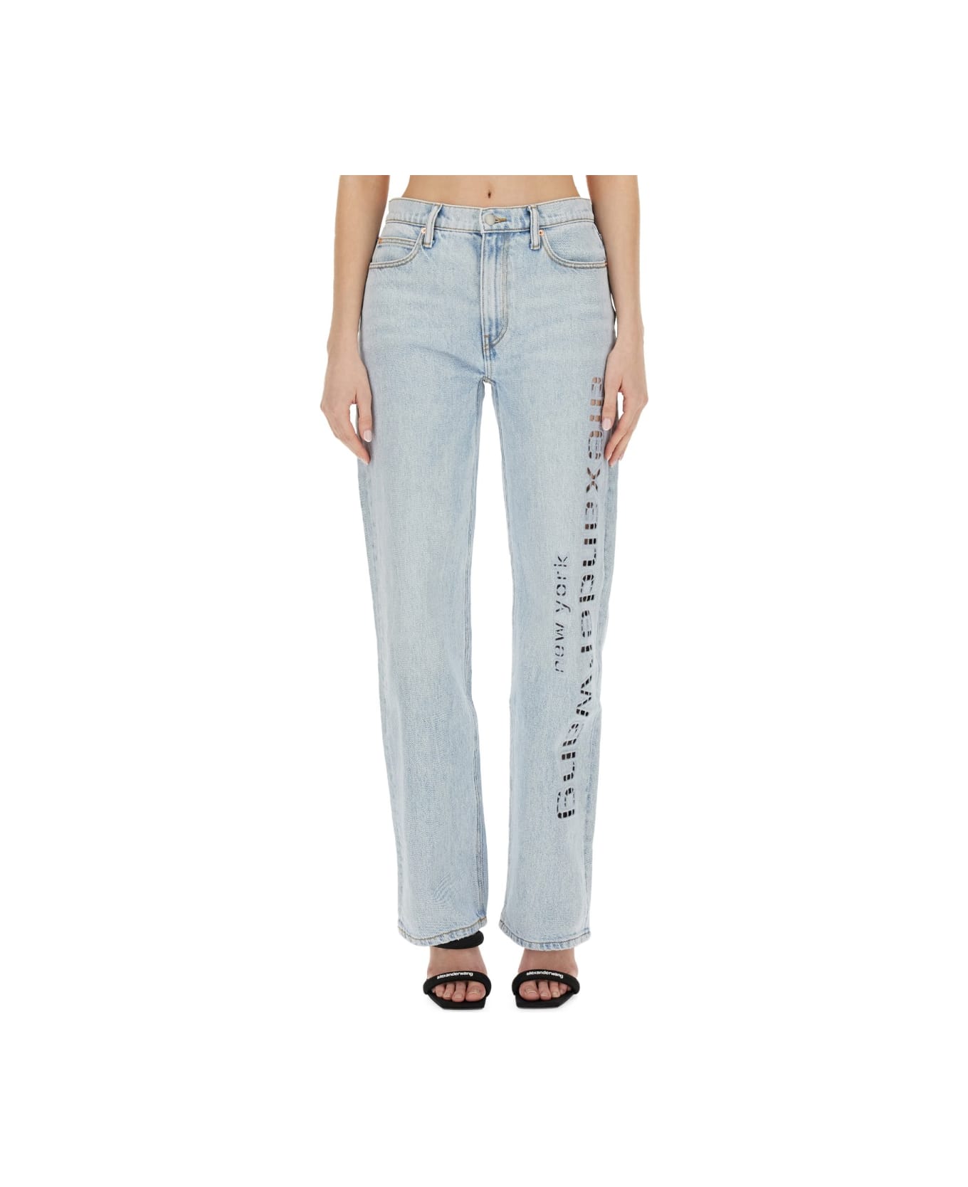 T by Alexander Wang Ez Logo Jeans And Cut-out - DENIM