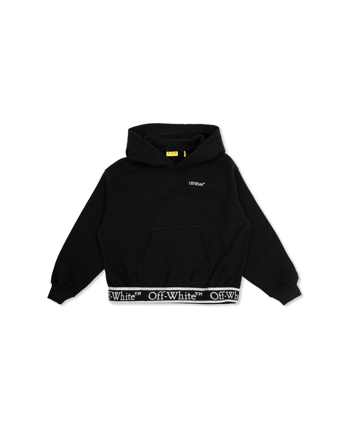 Off-White Bookish Logoband Cropped Hoodie - Black