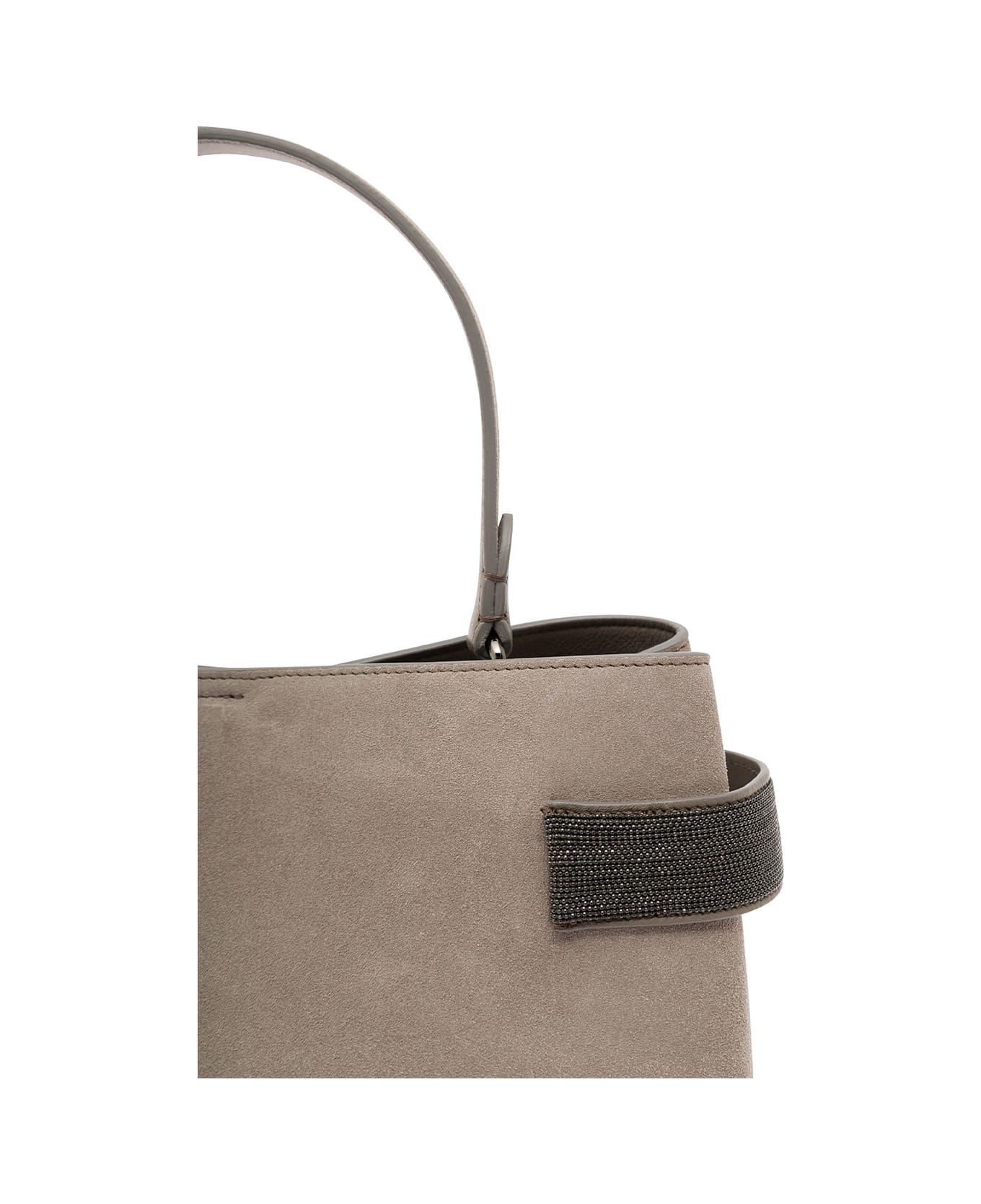 Brunello Cucinelli Grey Crossbody Bag With Precious Bands In Leather Woman - Grey トートバッグ