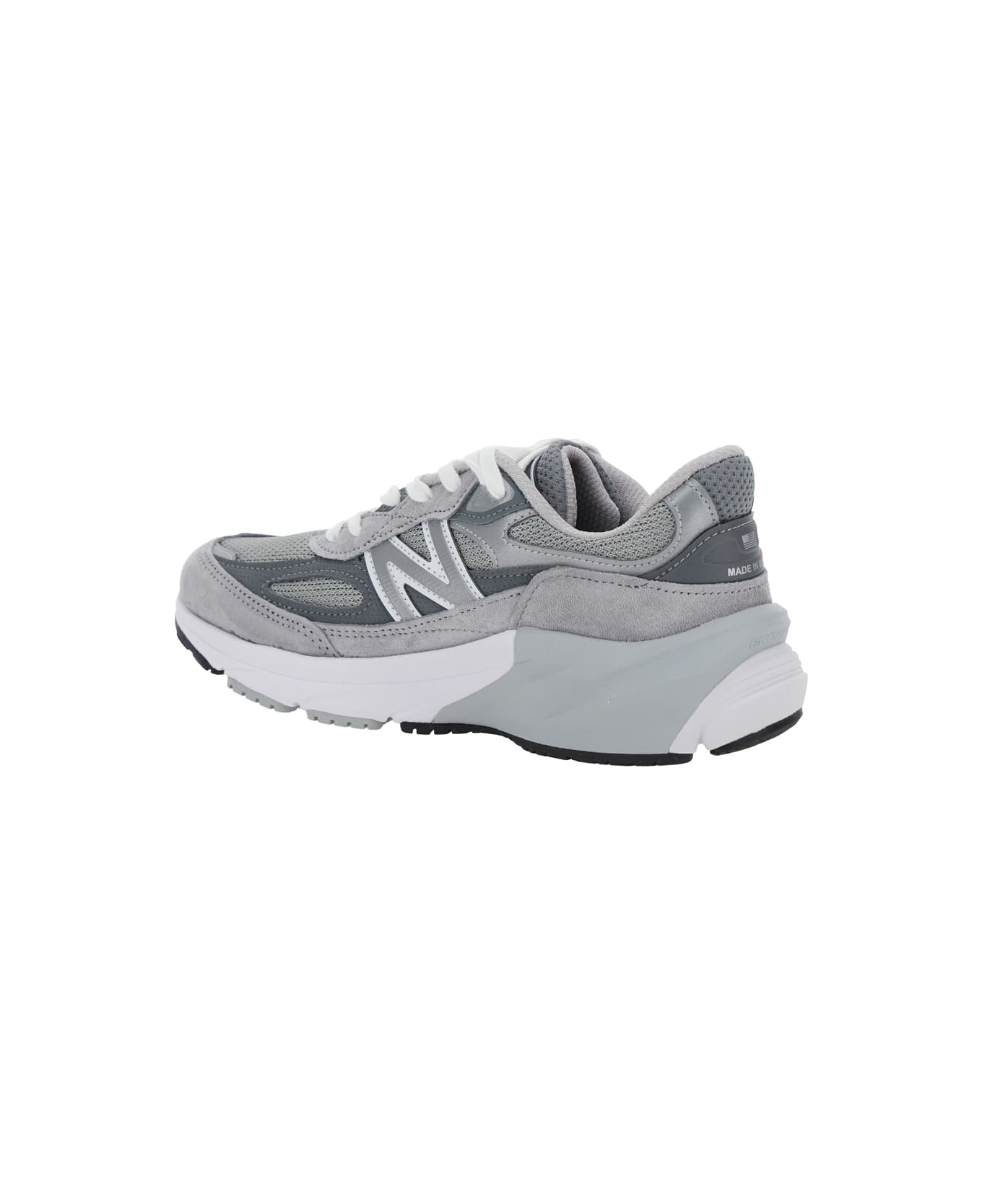 New Balance Grey Low Top Sneakers With Logo Detail In Suede And Tech Fabric Woman - Grey