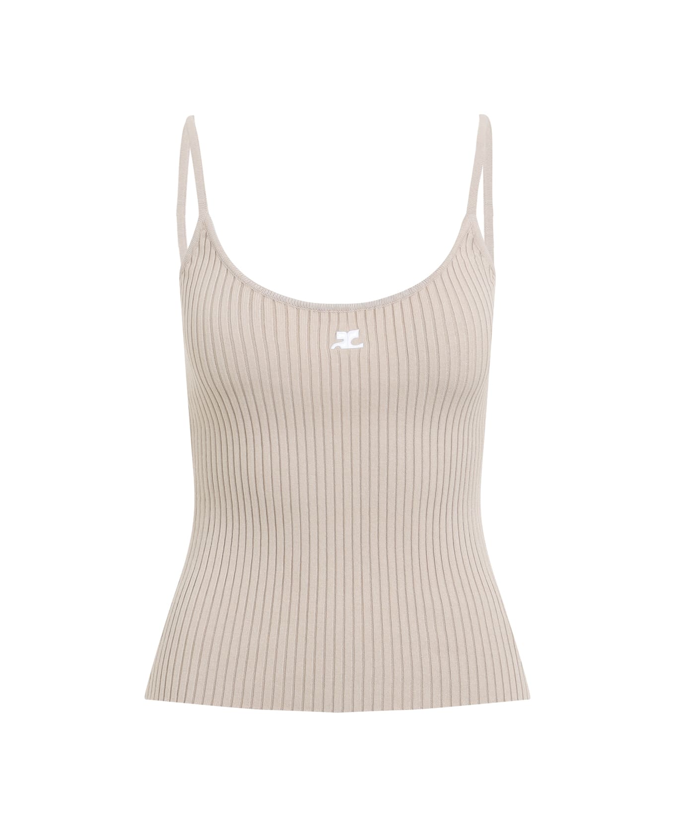 Courrèges Rib Knit Tank Top - Cappuccino
