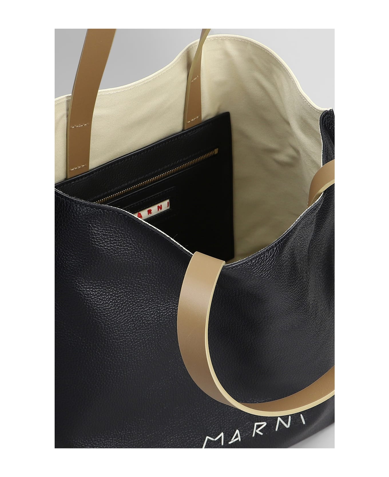 Marni Tote In Black Leather - black