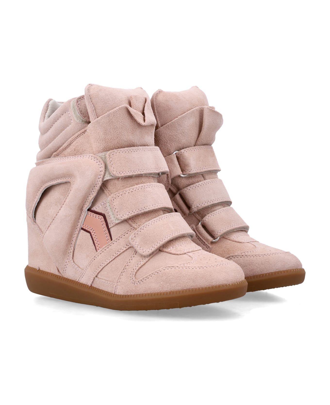Isabel Marant Bekett Suede Leather Wedge Sneakers - PALE PINK PEACH