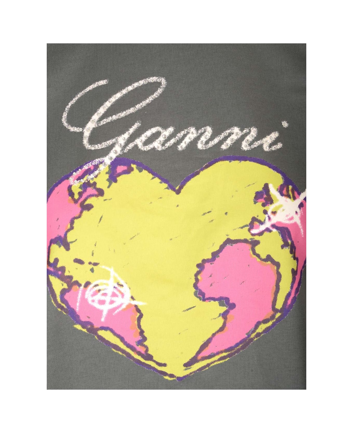 Ganni Grey T-shirt With Heart - Grey