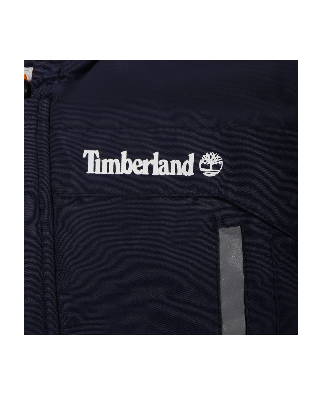 Timberland Blue Parka For Boy With Logo - Blue コート＆ジャケット