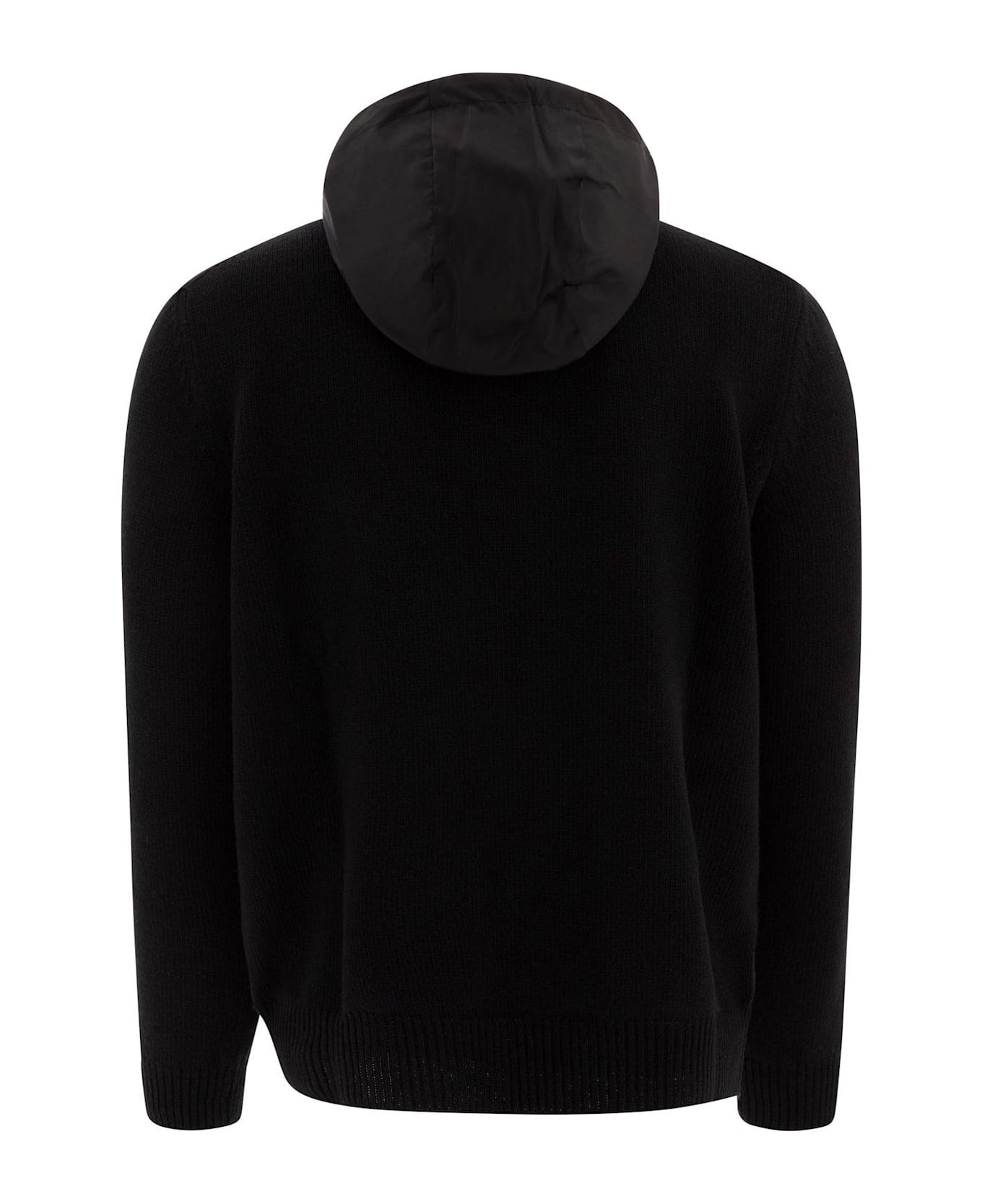 Prada Gabardine Zip-up Hoodie - Nero