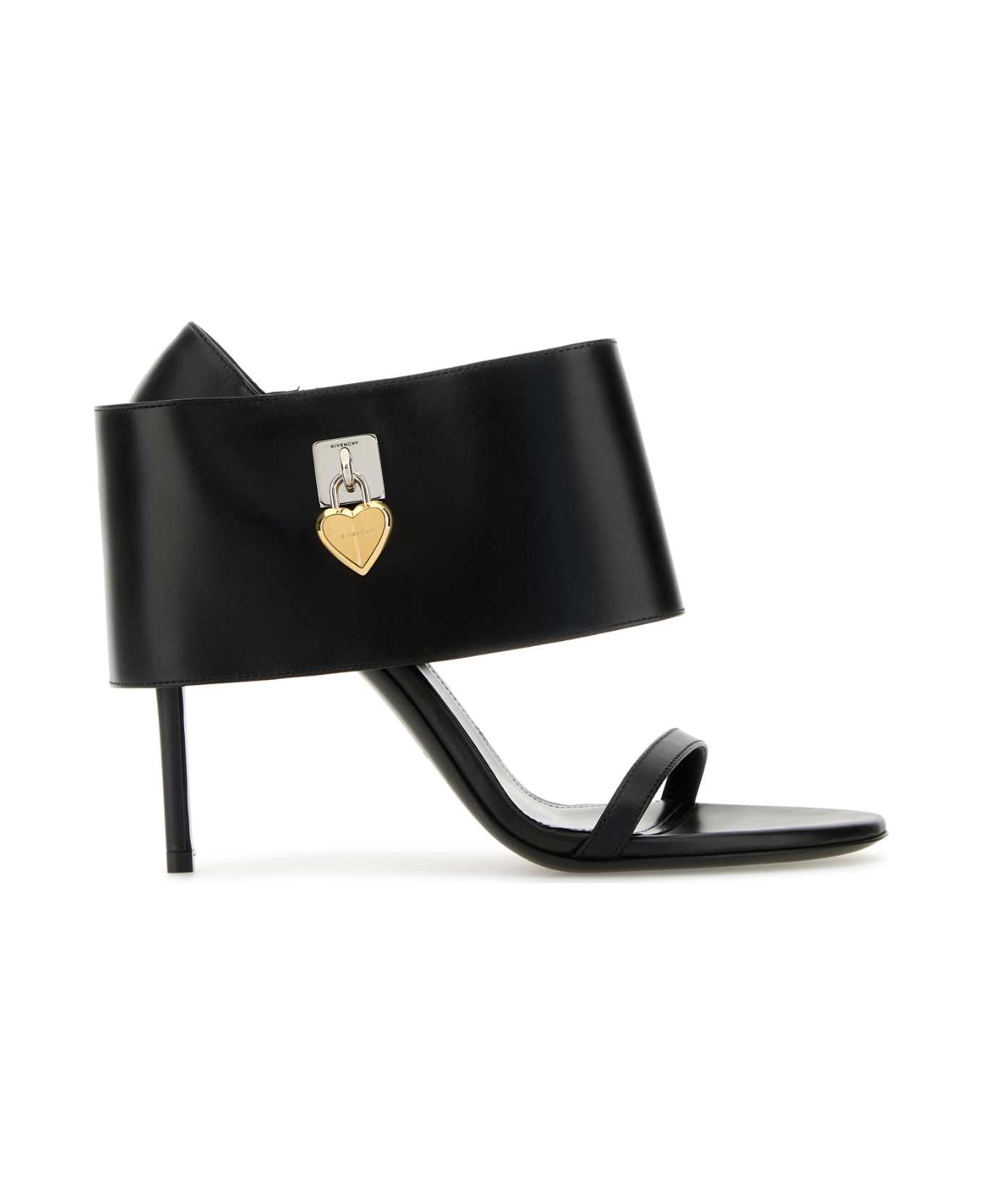 Givenchy Black Leather Shark Sandals - BLACK