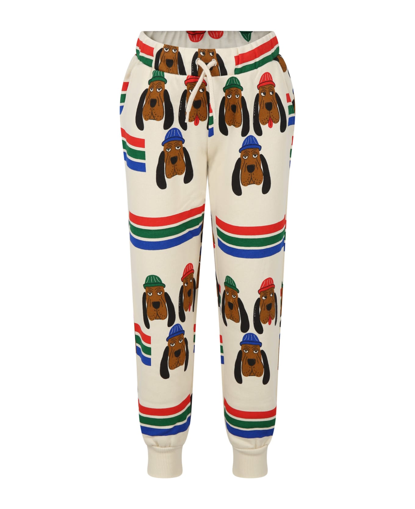 Mini Rodini Ivory Trousers For Kids With Dogs - Ivory
