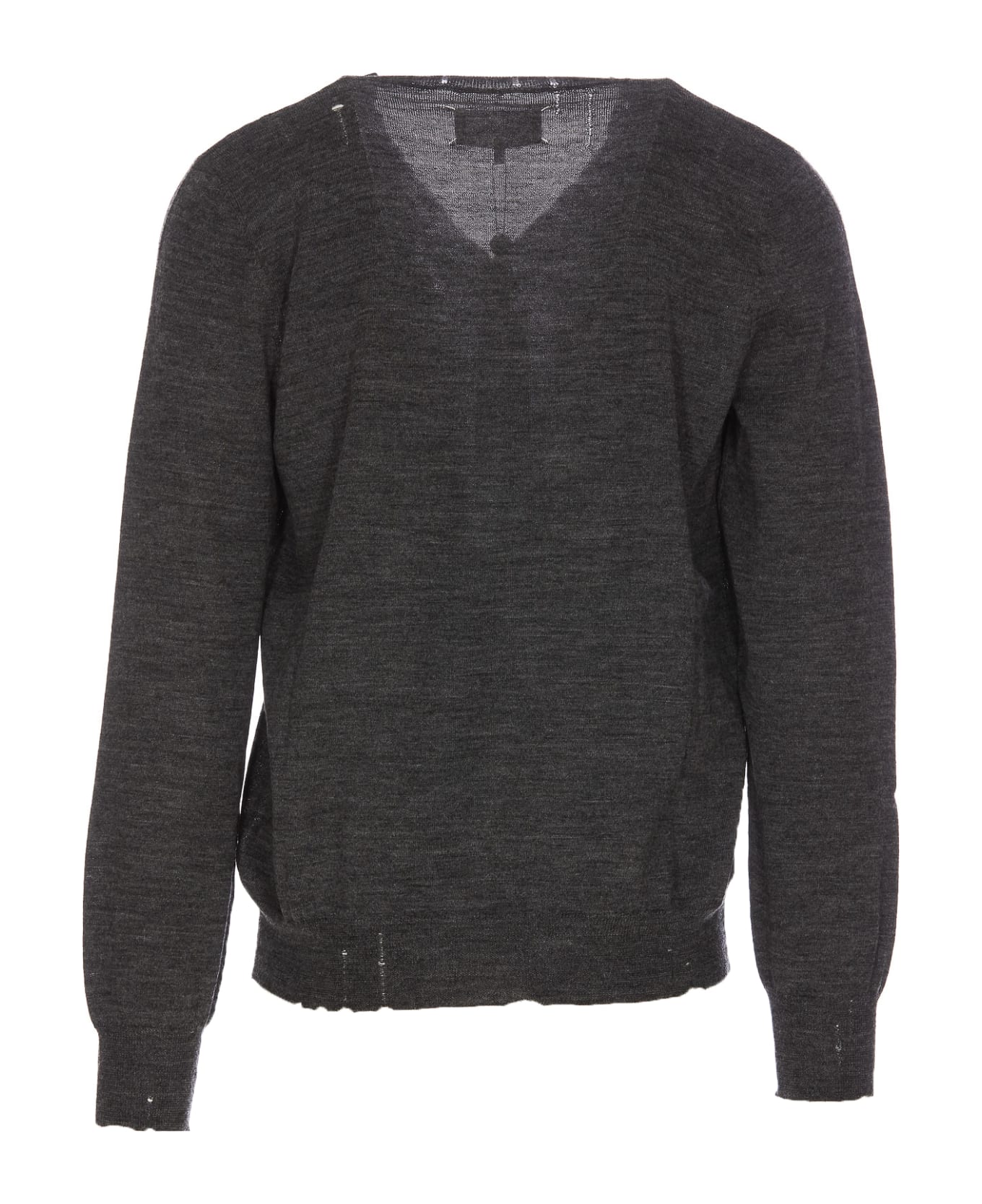 Maison Margiela Bat Embroidered V-neck Sweater - M Dark Grey