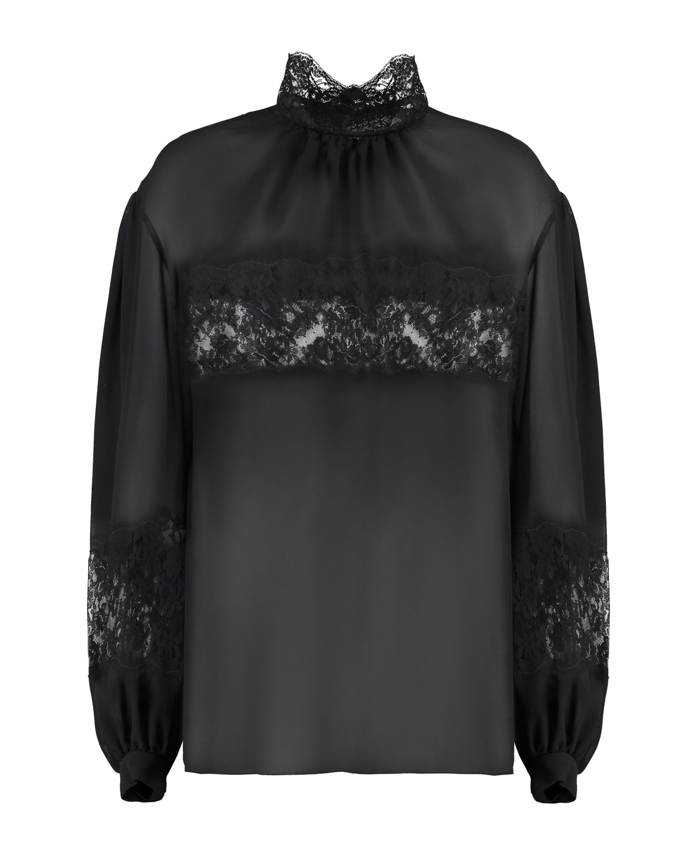 Dolce & Gabbana Lace And Georgette Blouse - black