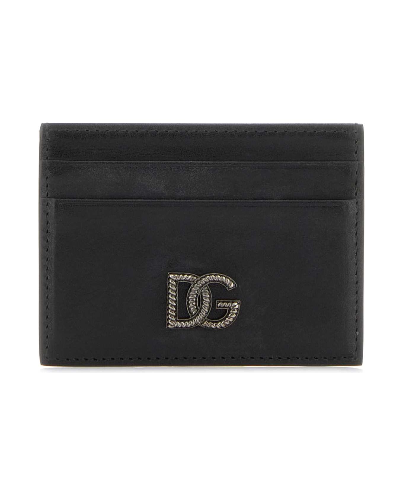 Dolce & Gabbana Black Leather Card Holder - NERO