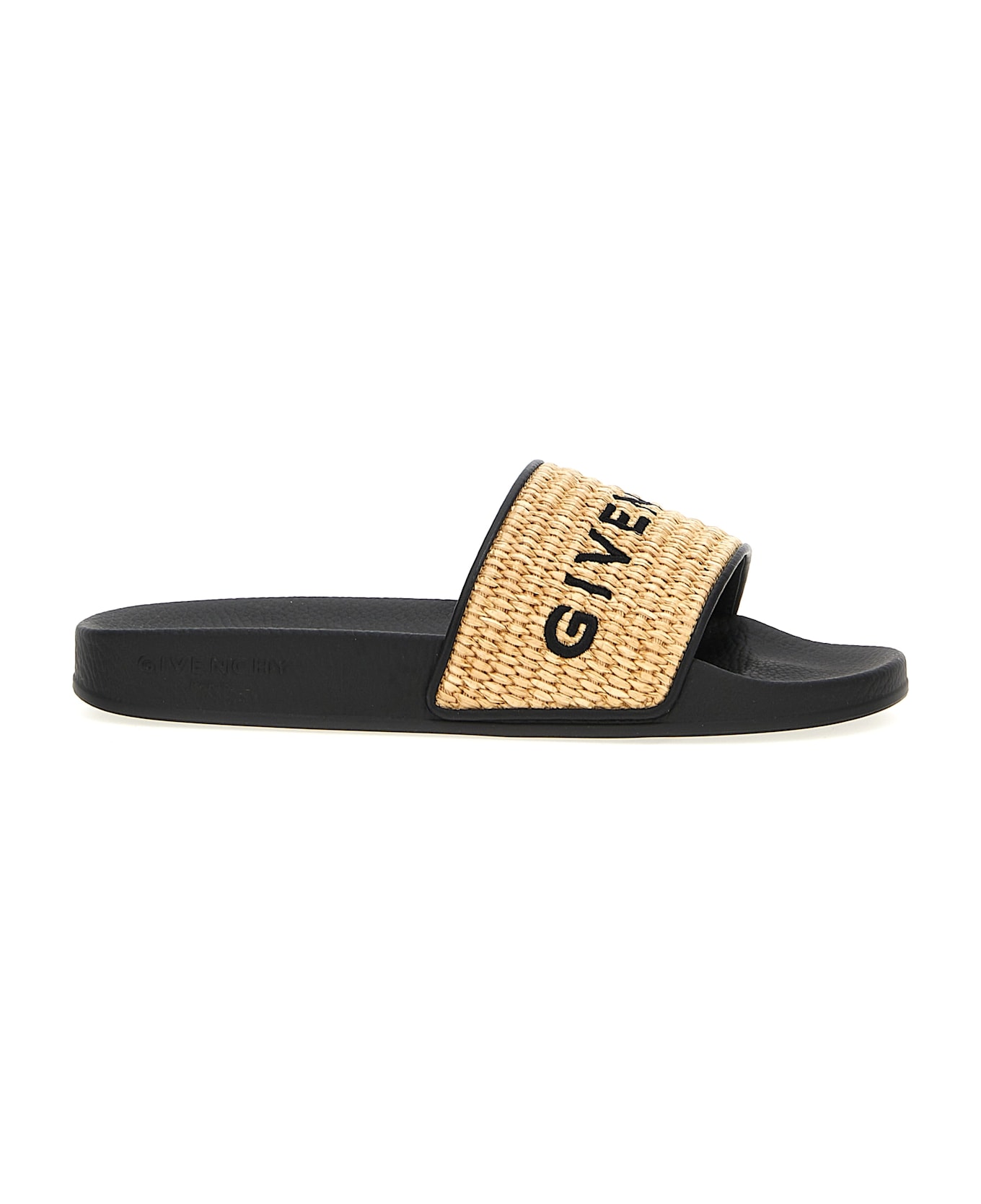 Givenchy Raffia Logo Embroidery Sandals - Beige