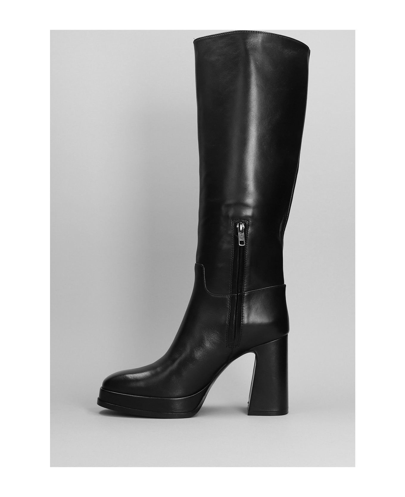 Ash Amy High Heels Boots In Black Leather - black