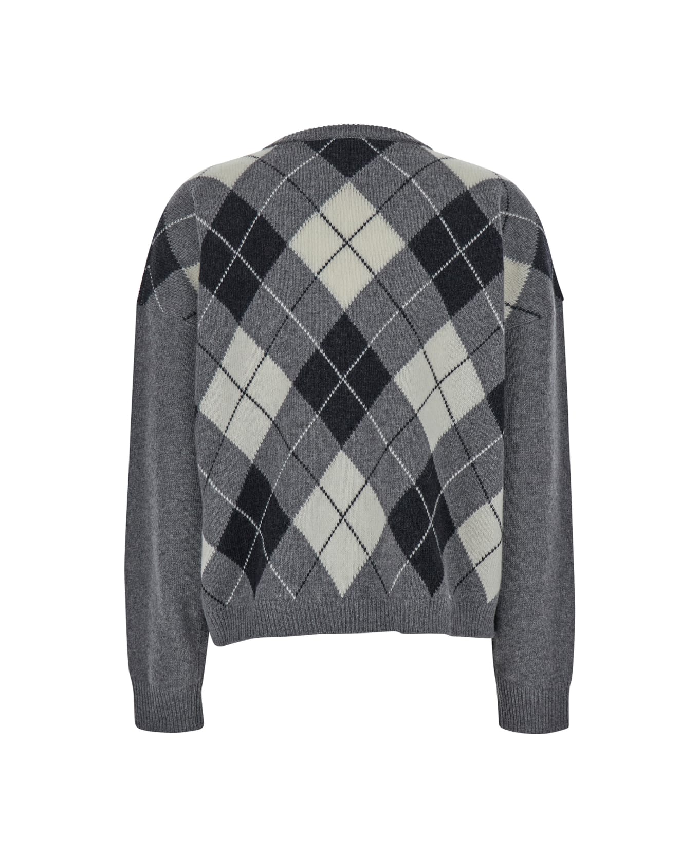 SEMICOUTURE Grey Pullover With Argyle Motif In Wool Blend Woman - Grey